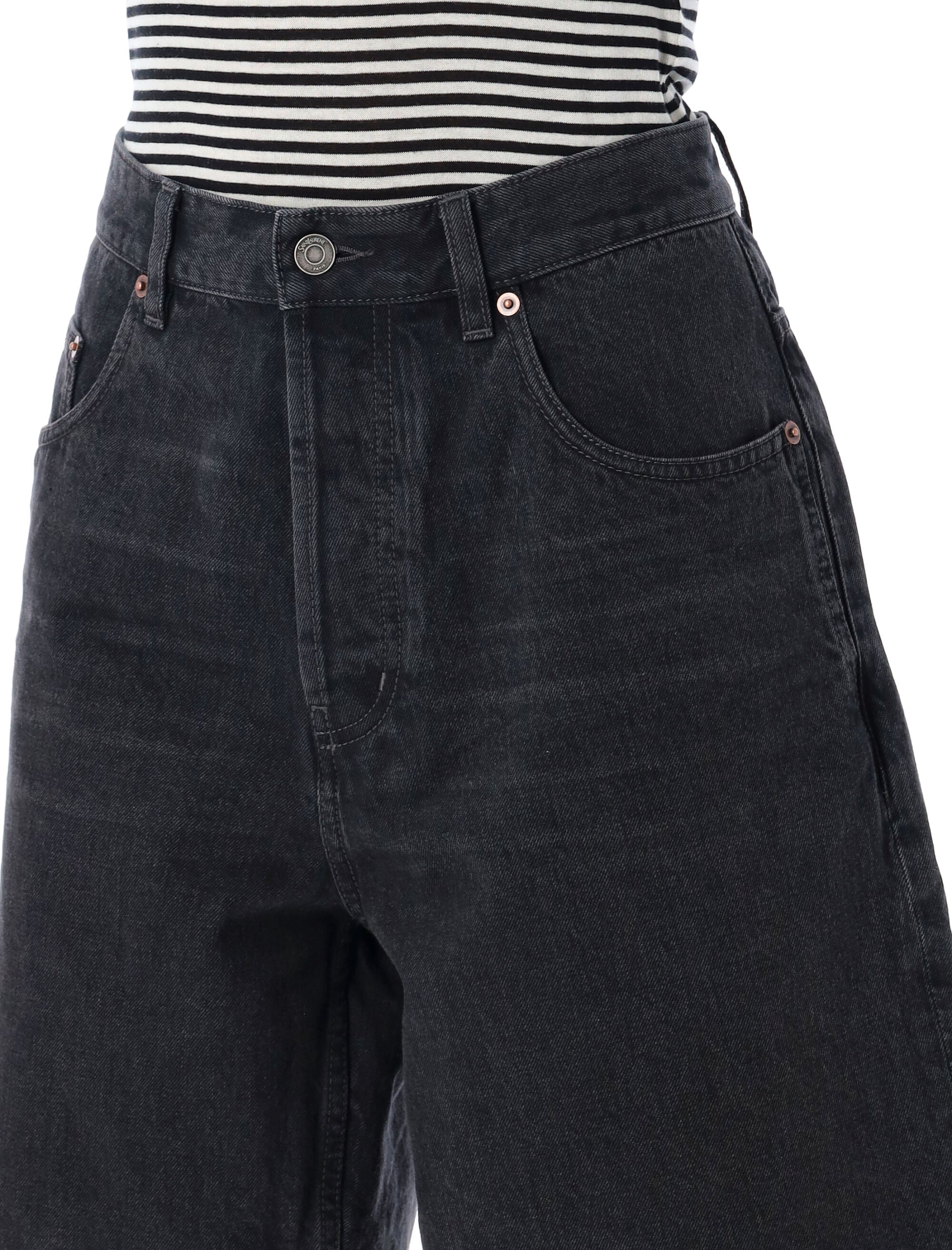 SAINT LAURENT High-Waist Denim Bermuda Shorts (Size 26)