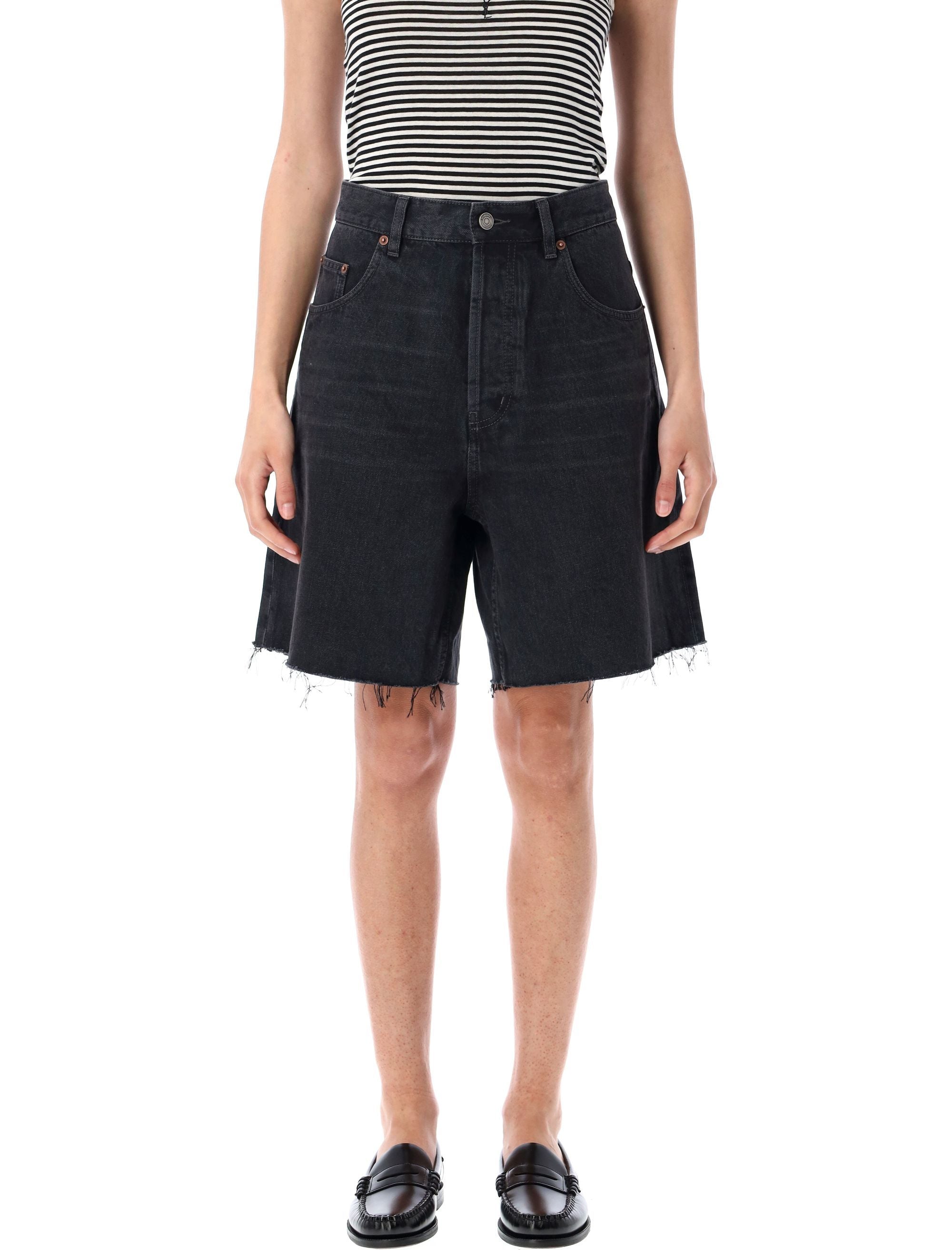 SAINT LAURENT High-Waist Denim Bermuda Shorts (Size 26)