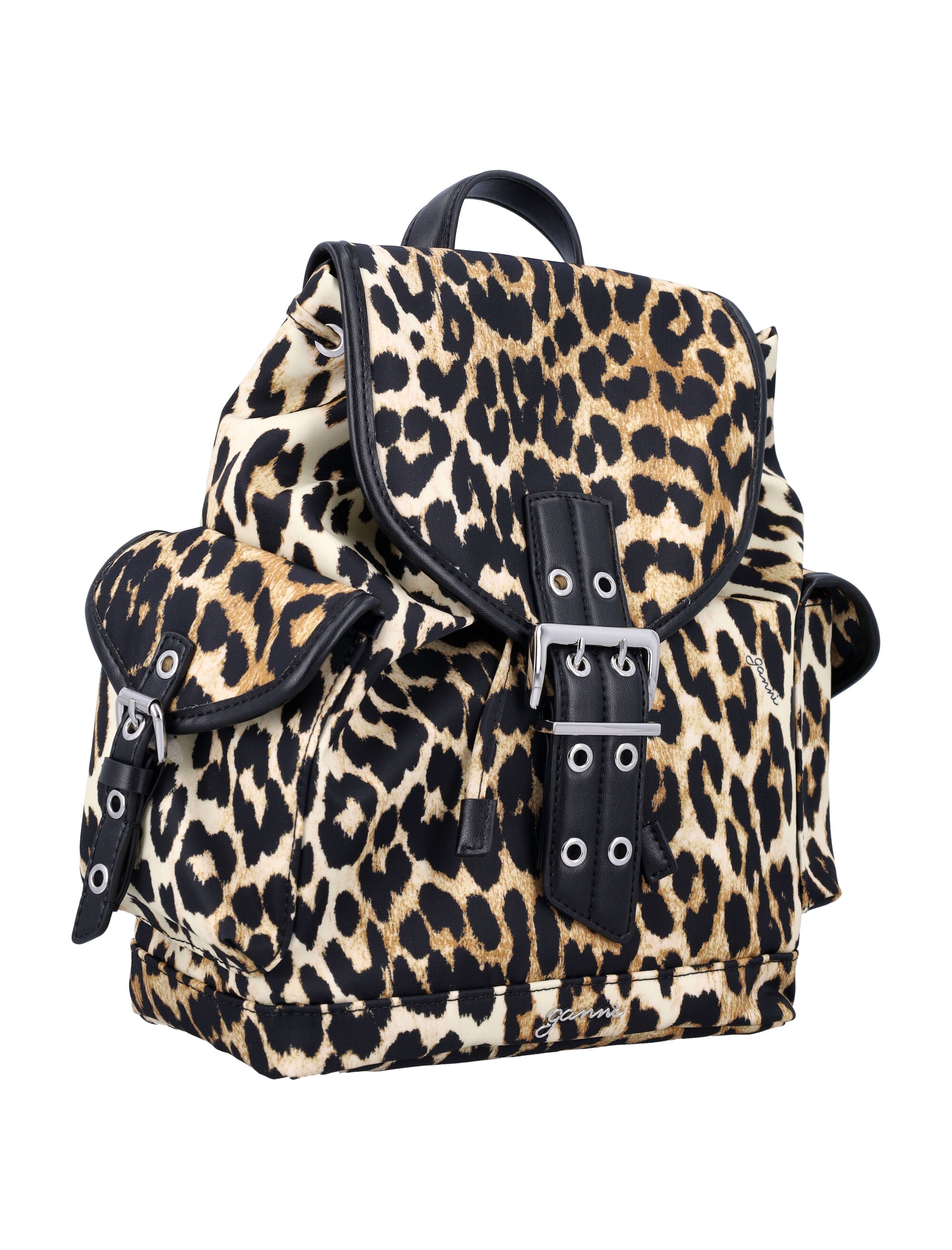 GANNI Mini Leopard Print Nylon Backpack