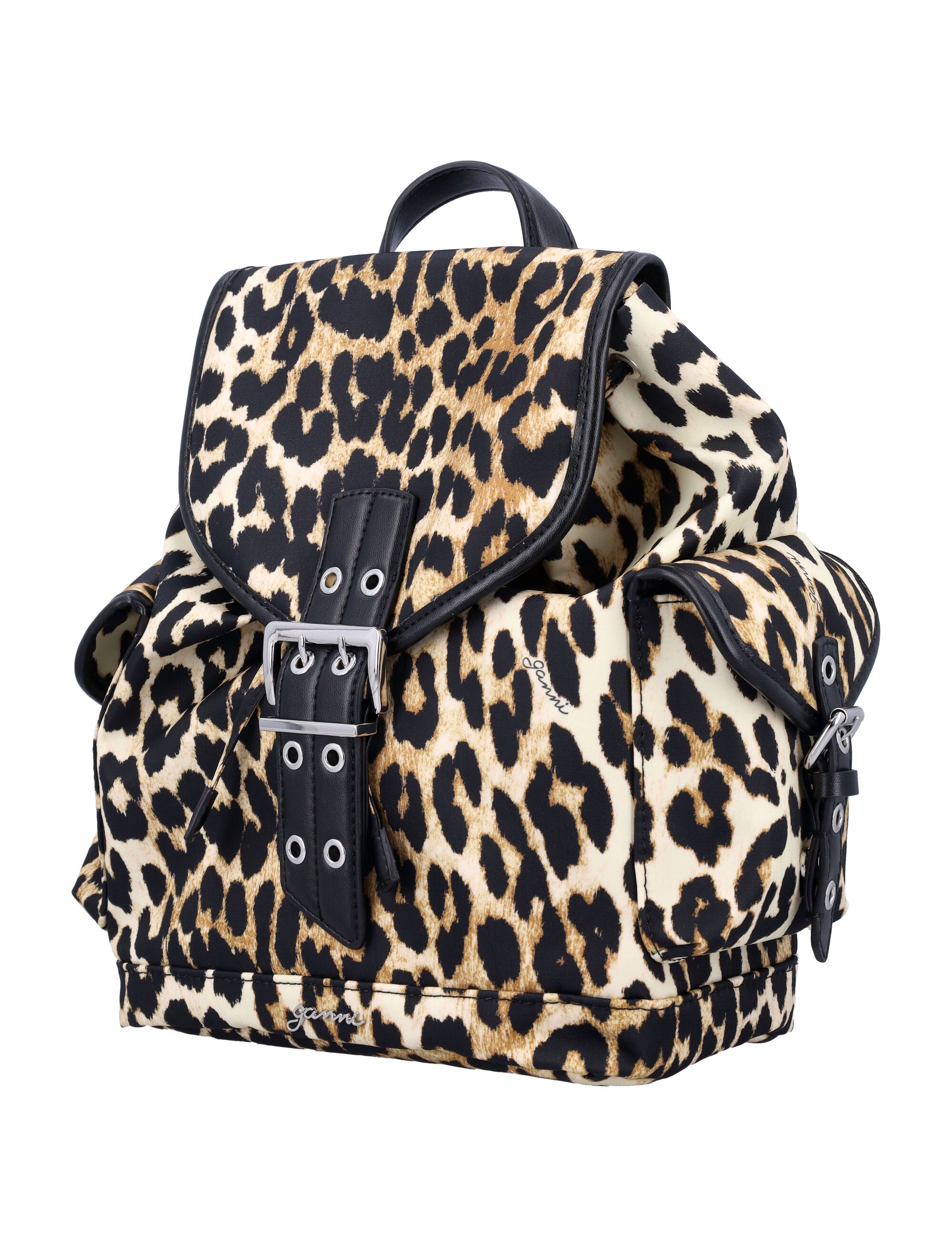 GANNI Mini Leopard Print Nylon Backpack