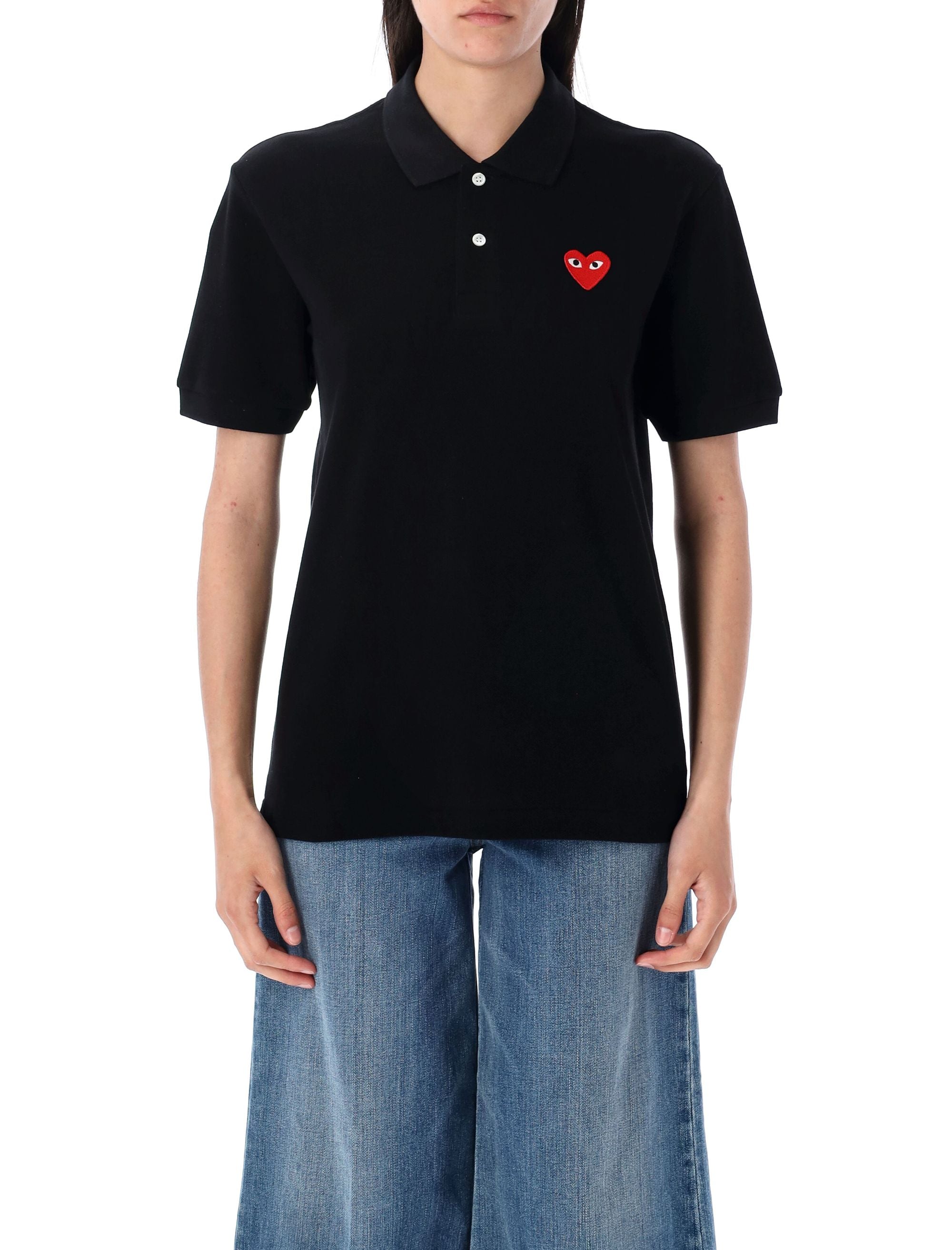 COMME DES GARÇONS PLAY Classic Polo Shirt with Iconic Heart Patch (Size L)