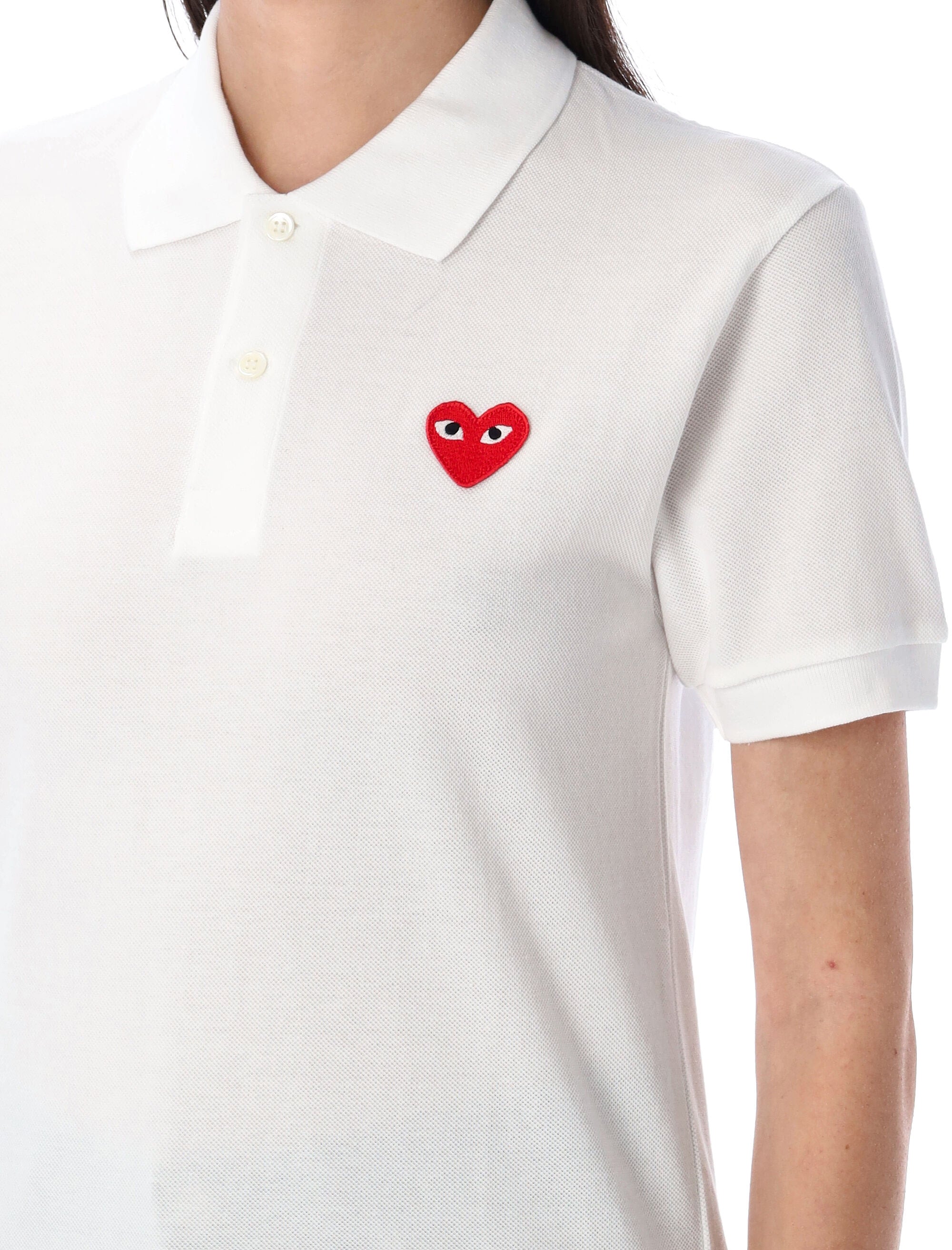 COMME DES GARÇONS PLAY Classic Polo Shirt with Red Heart Patch (Size L)