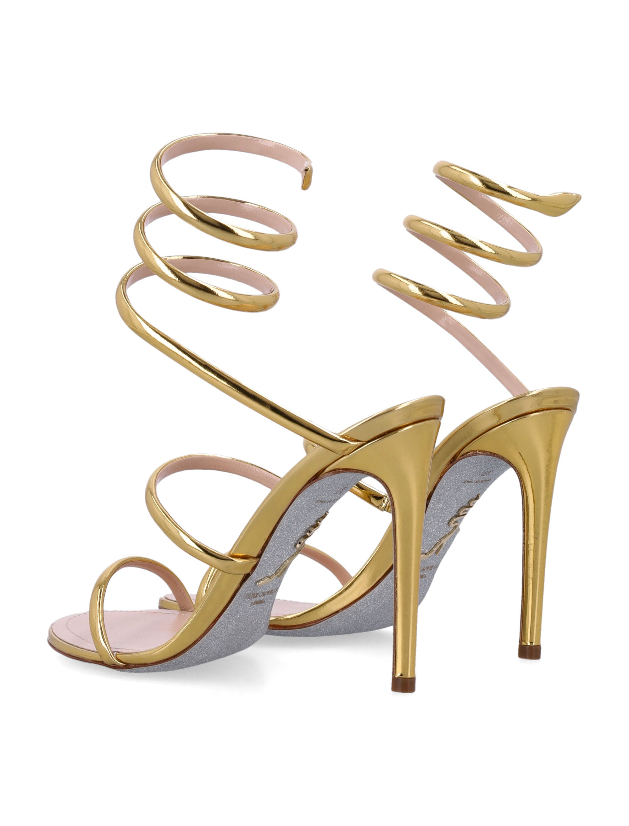 RENE CAOVILLA Cleo Metallic Mini Sandal - 10.5 cm Stiletto Heel