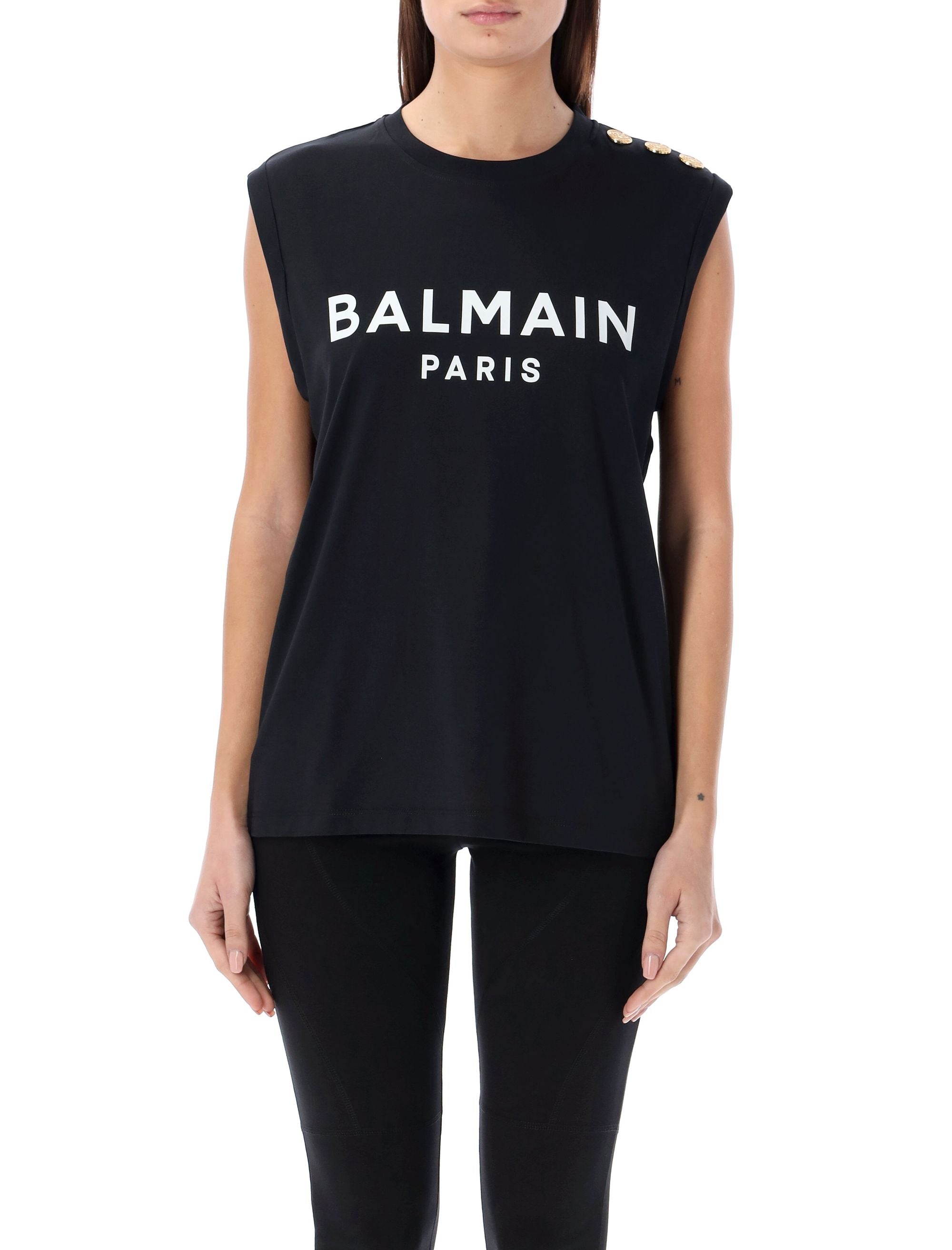 BALMAIN 3-Button Tank Top in Size S