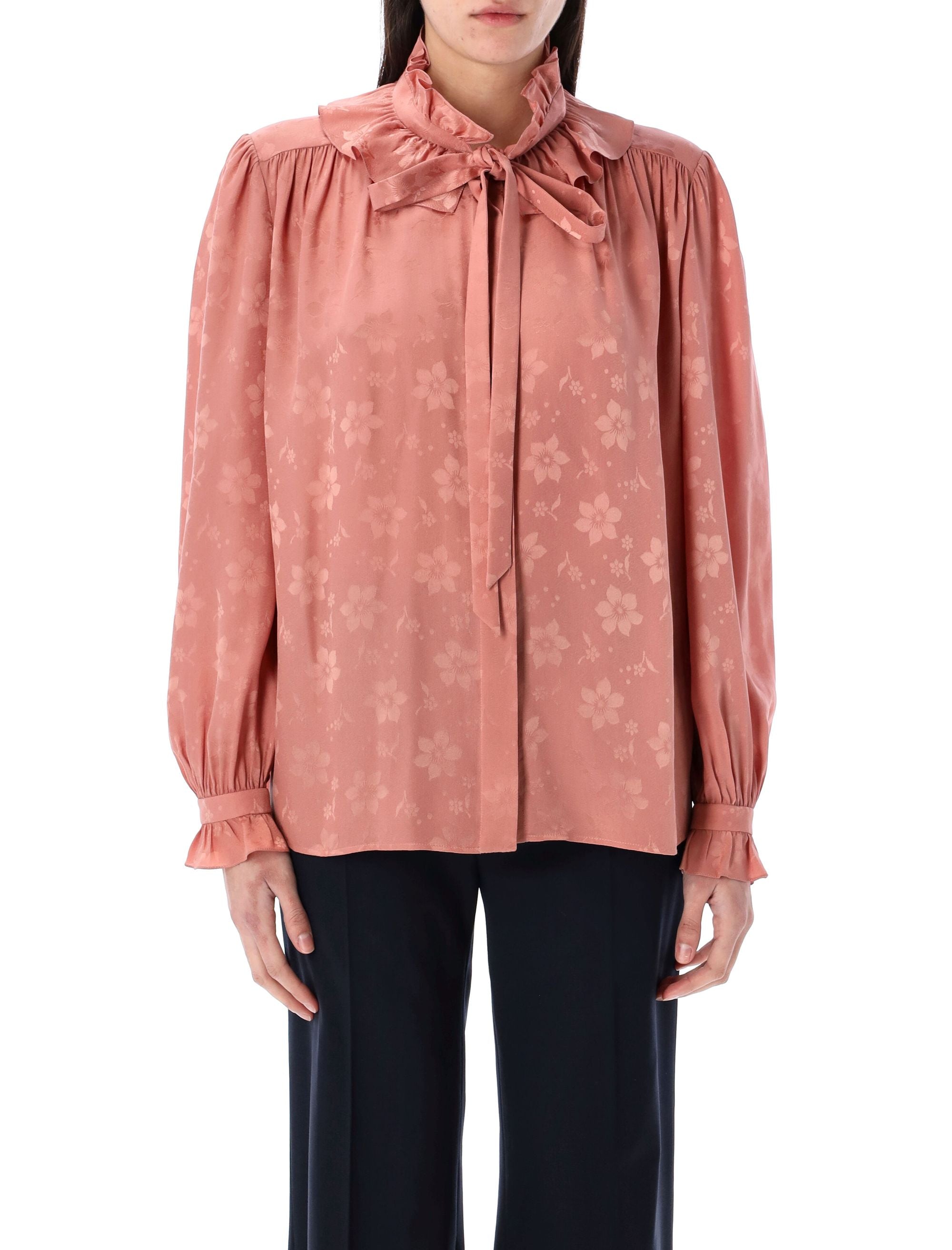 CHLOÉ Fluid Floral Jacquard Blouse - Size 38