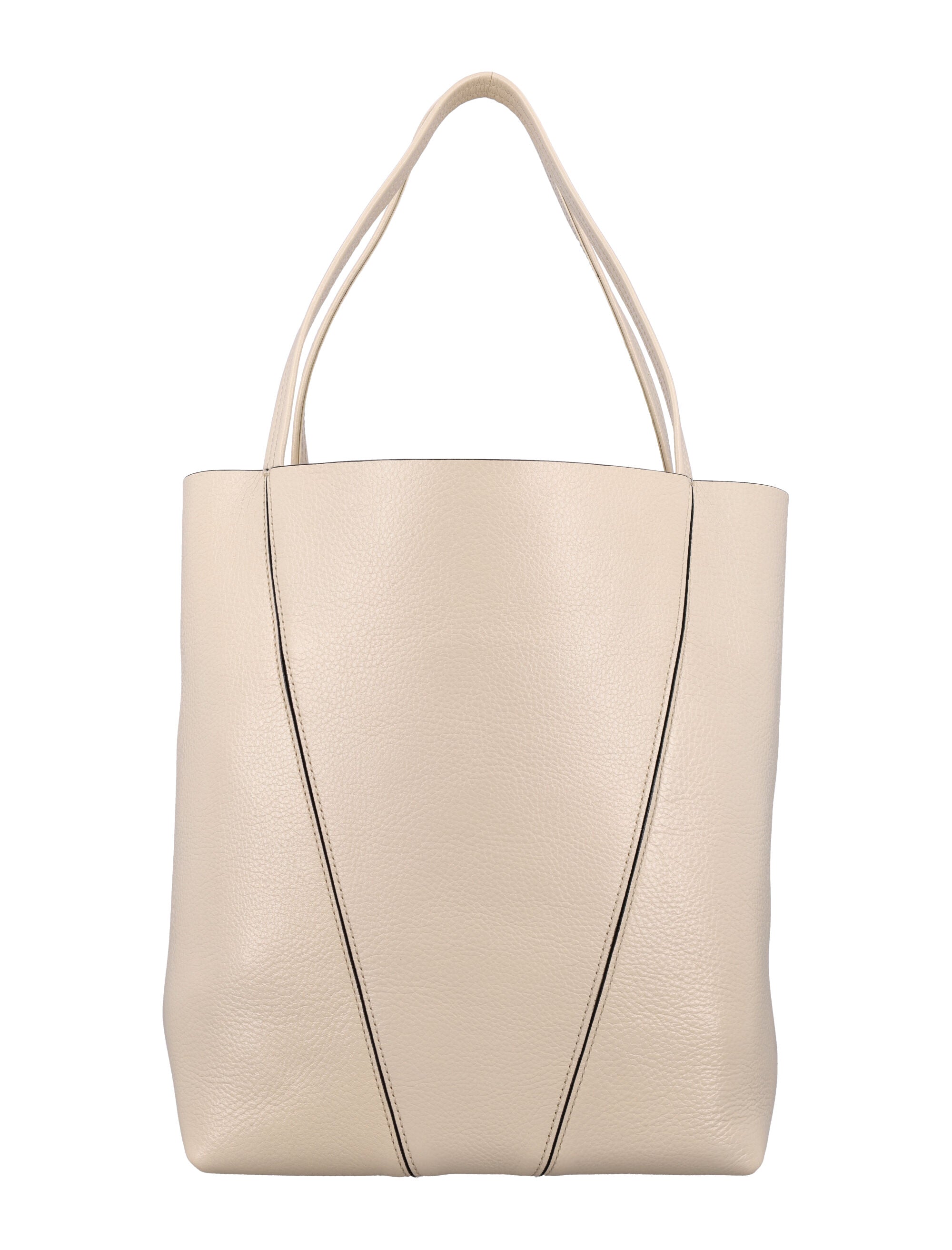 CHLOÉ Grained Leather Spin Tote Handbag - 30x27x14 cm