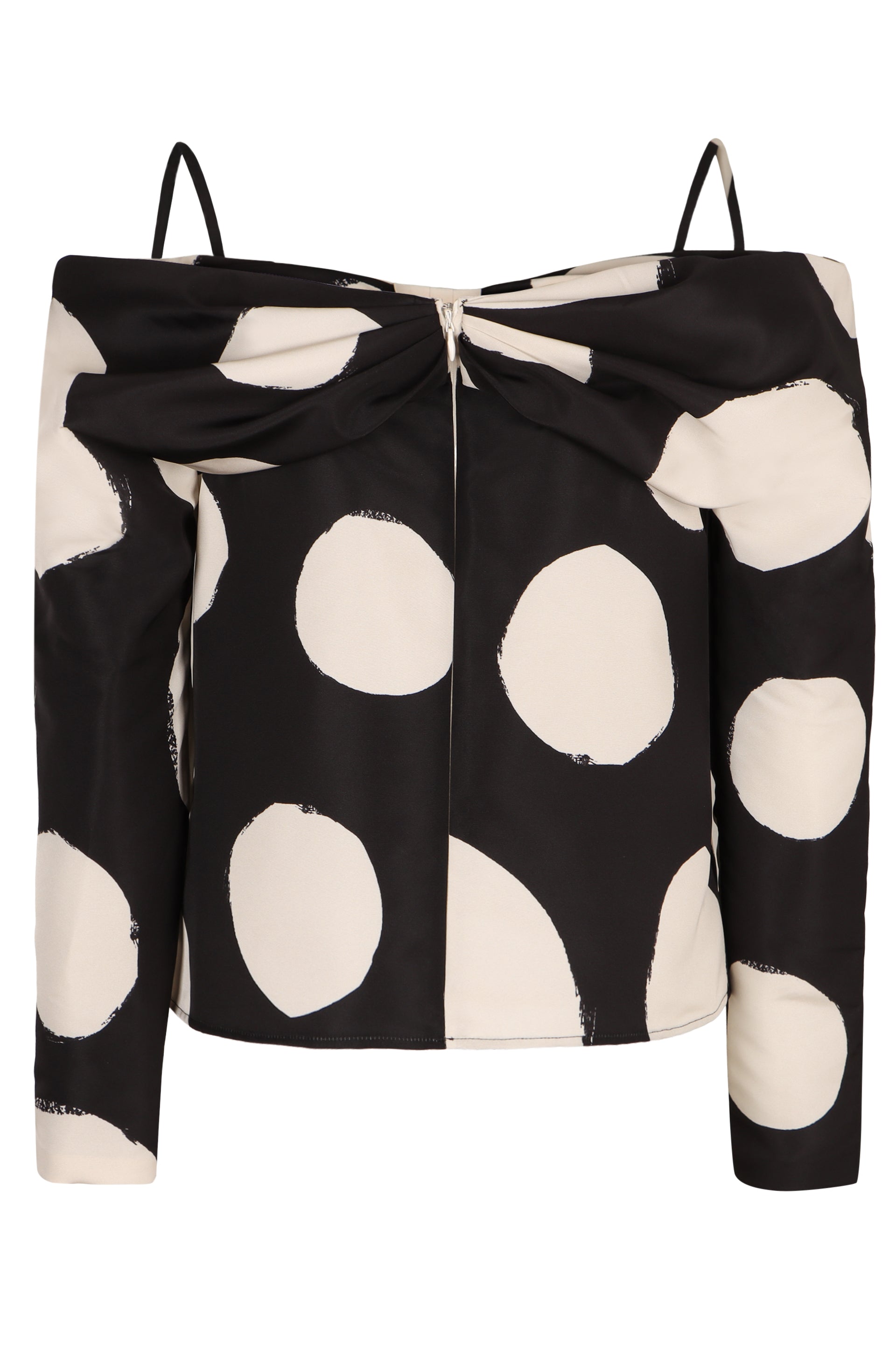 NINA RICCI Off-Shoulder Polka Dot Top with Decorative Bow
