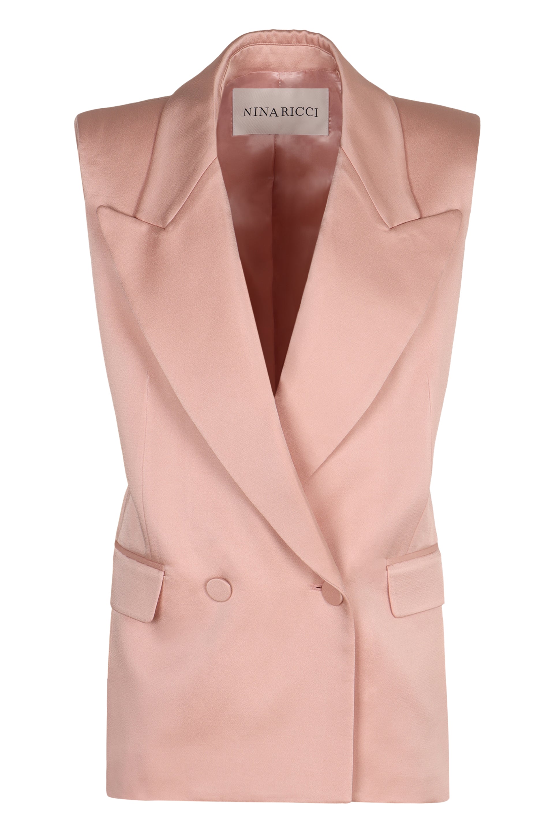 NINA RICCI Slim Fit Double-Breasted Sleeveless Jacket - Women's Size 36