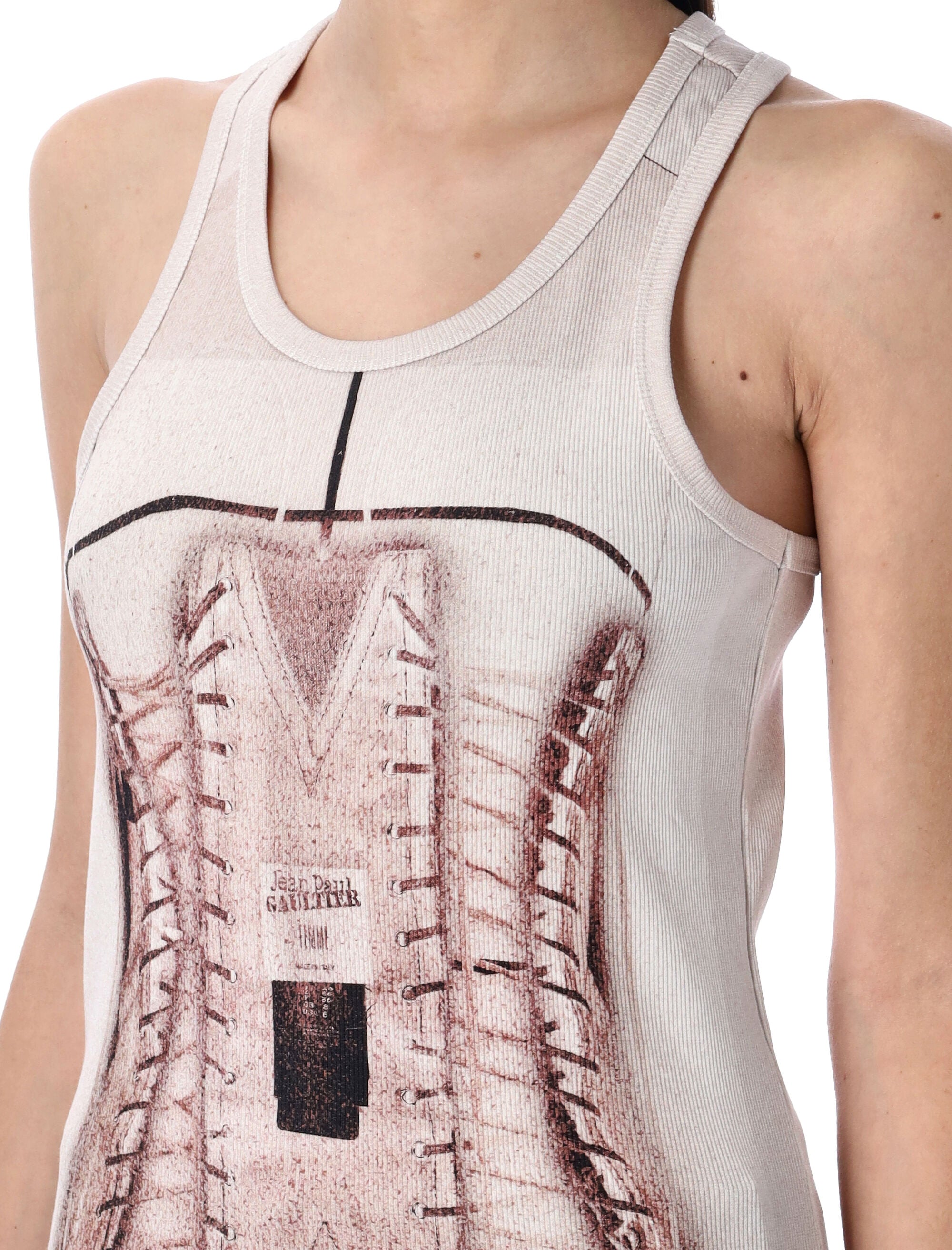 JEAN PAUL GAULTIER Corset Tank Top with Trompe L'Oeil Design - Size S