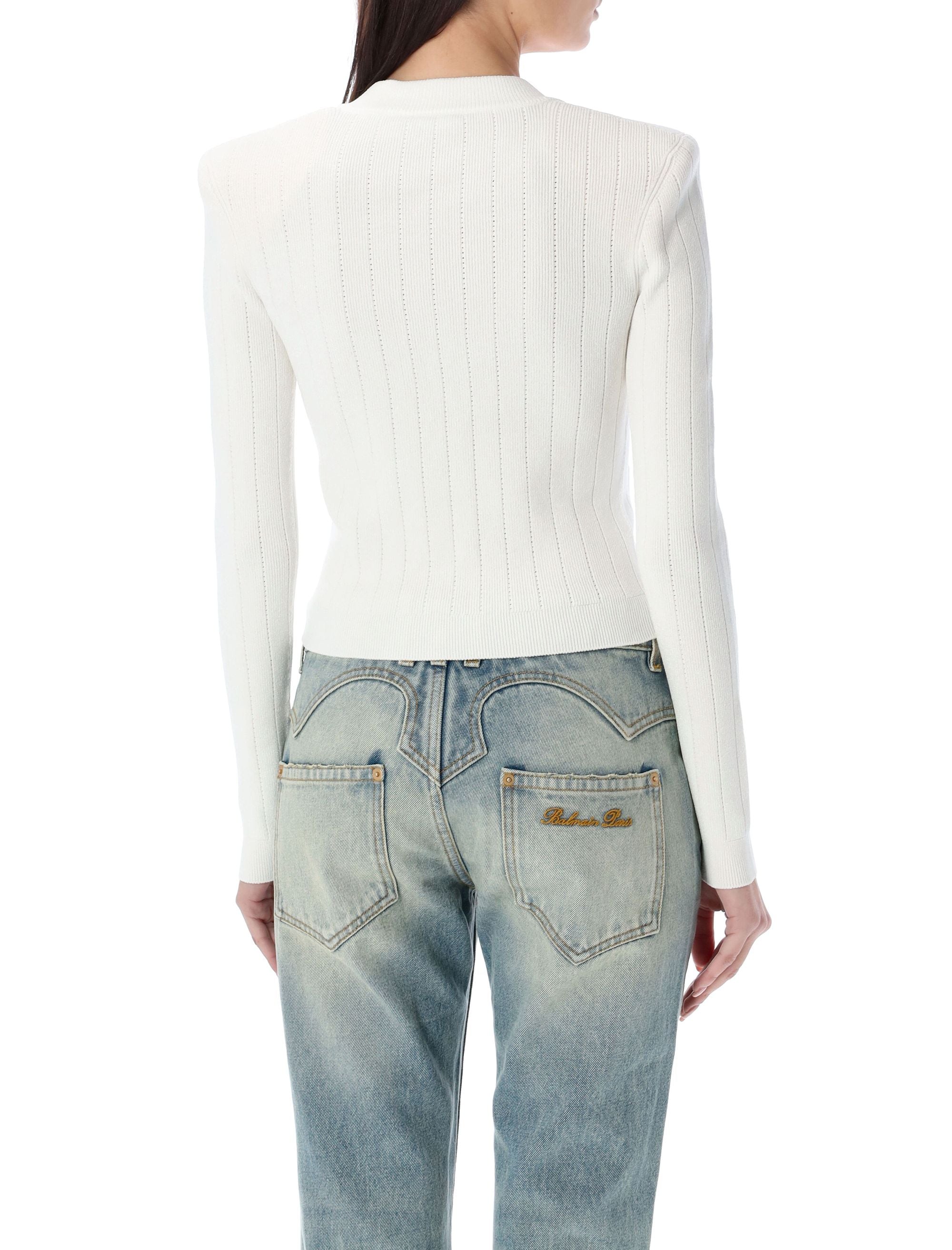 BALMAIN Gold Buttons Knit Cardigan - Size 36