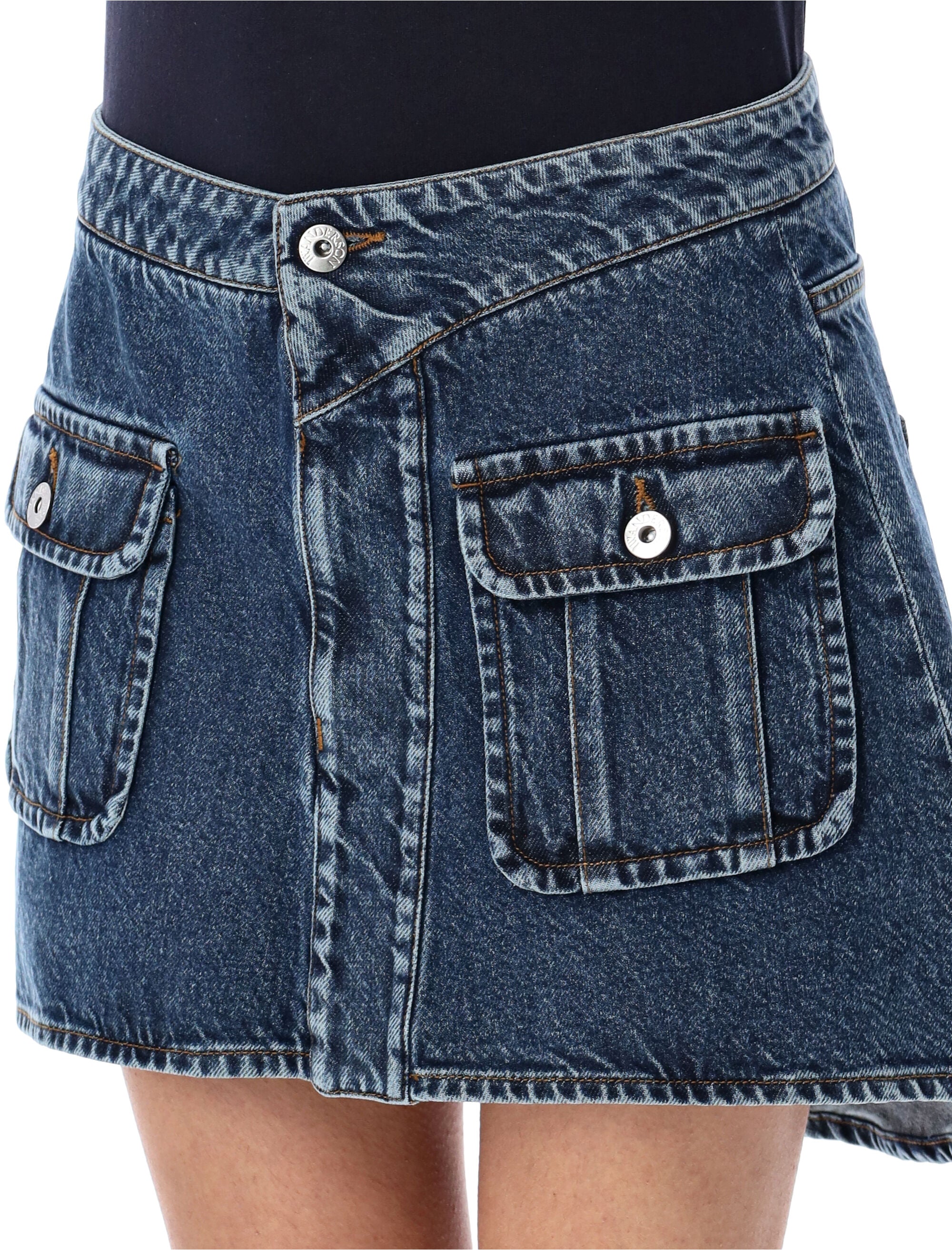 JW ANDERSON Curved Patch Pockets Mini Denim Skirt - Women's Size 8