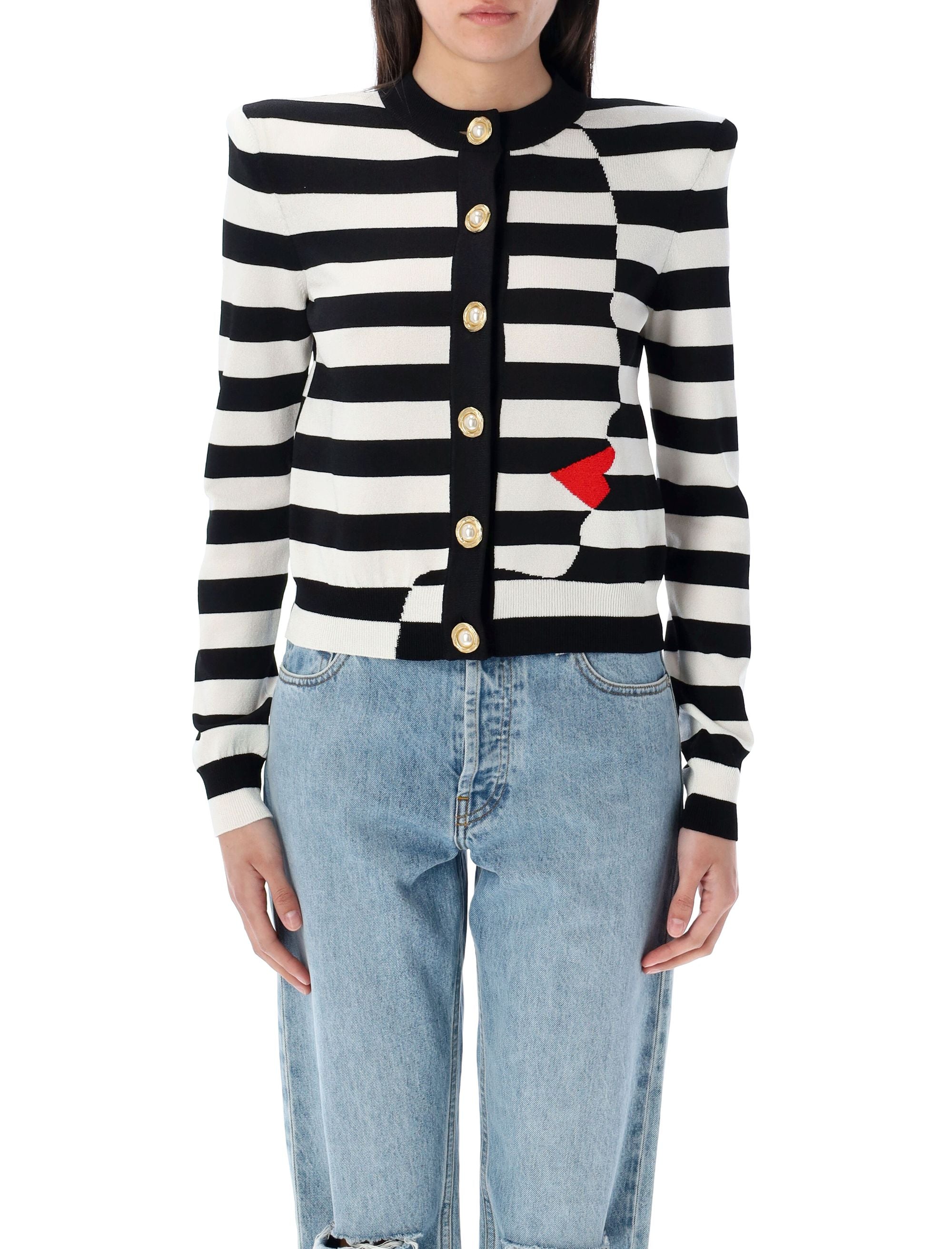 BALMAIN Geometric Knit Cardigan for Women - Spring/Summer 2025