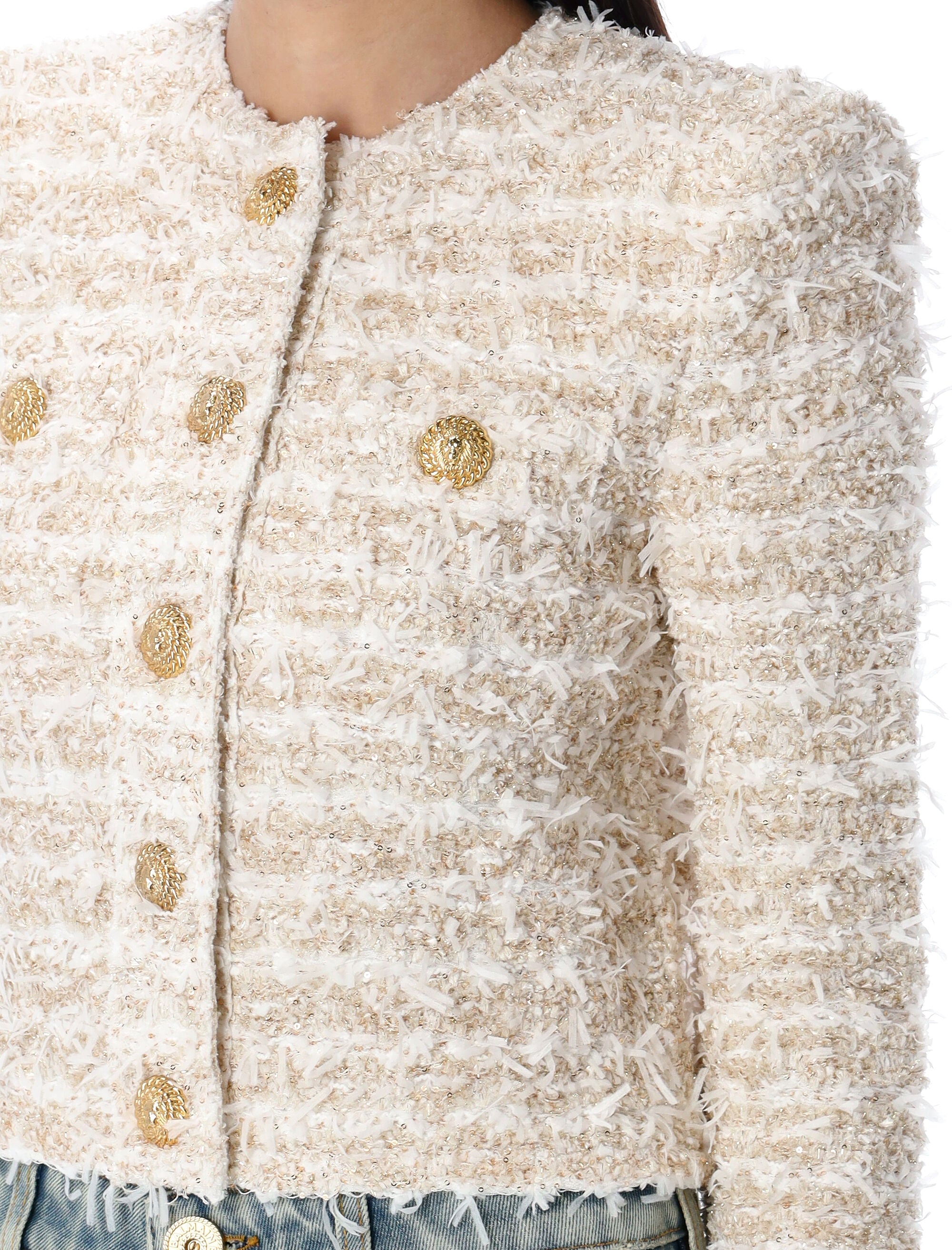 BALMAIN Cropped Mini Tweed Jacket