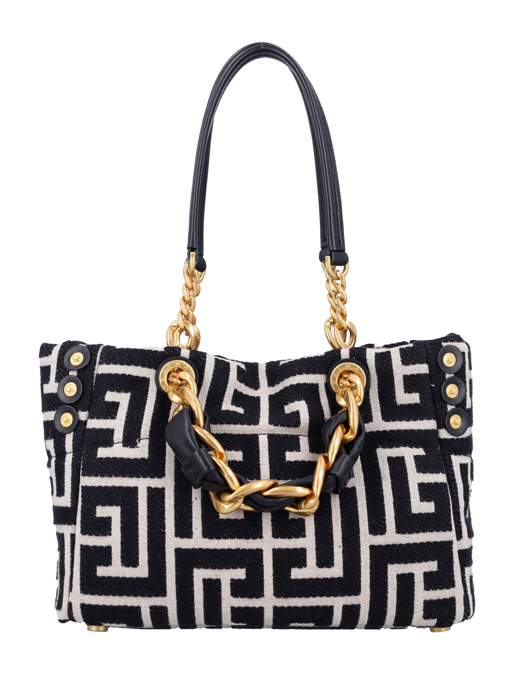 BALMAIN Mini Soft Monogrammed Jacquard Tote Handbag