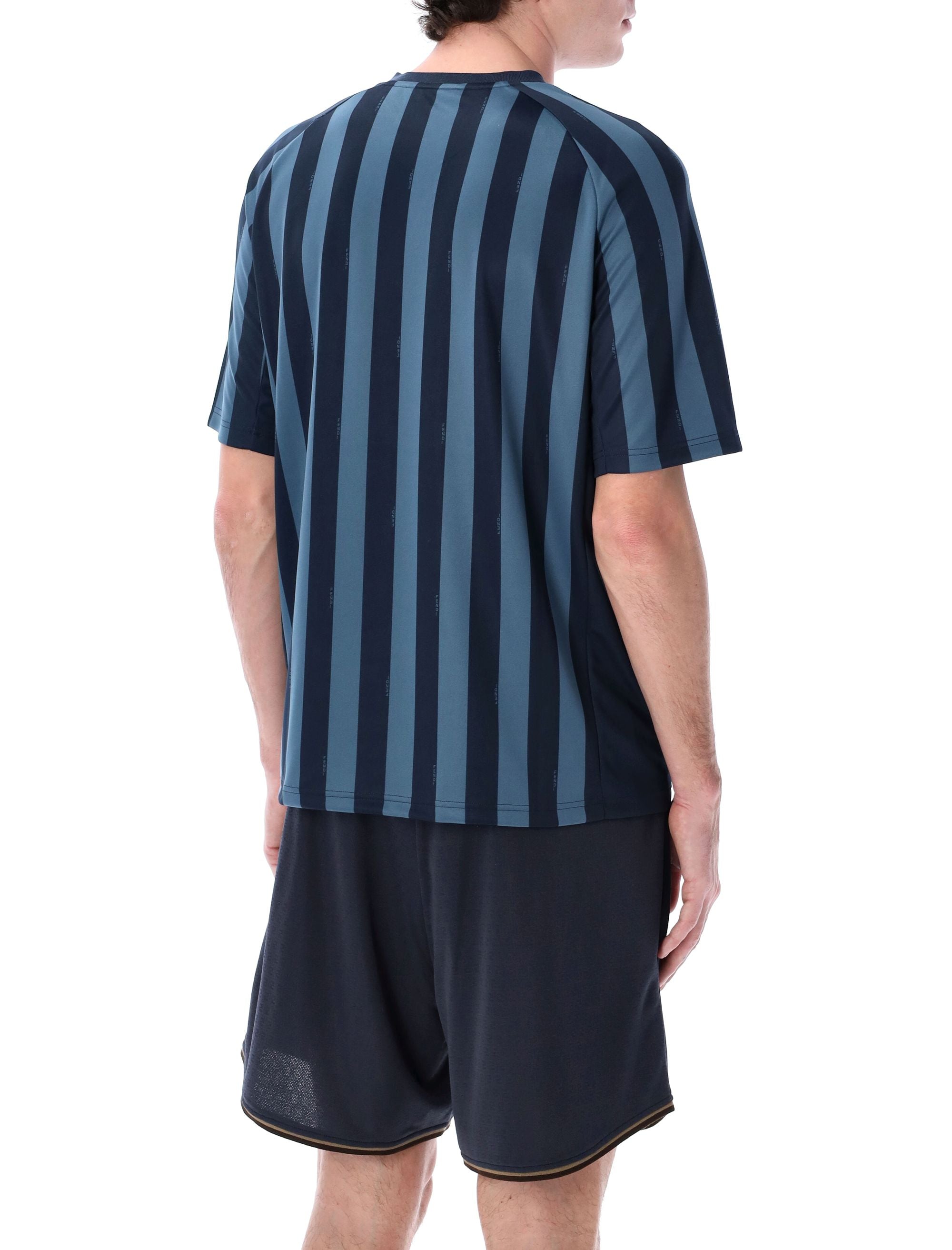 FENDI Men's V-Neck T-Shirt with Stripes - Size L