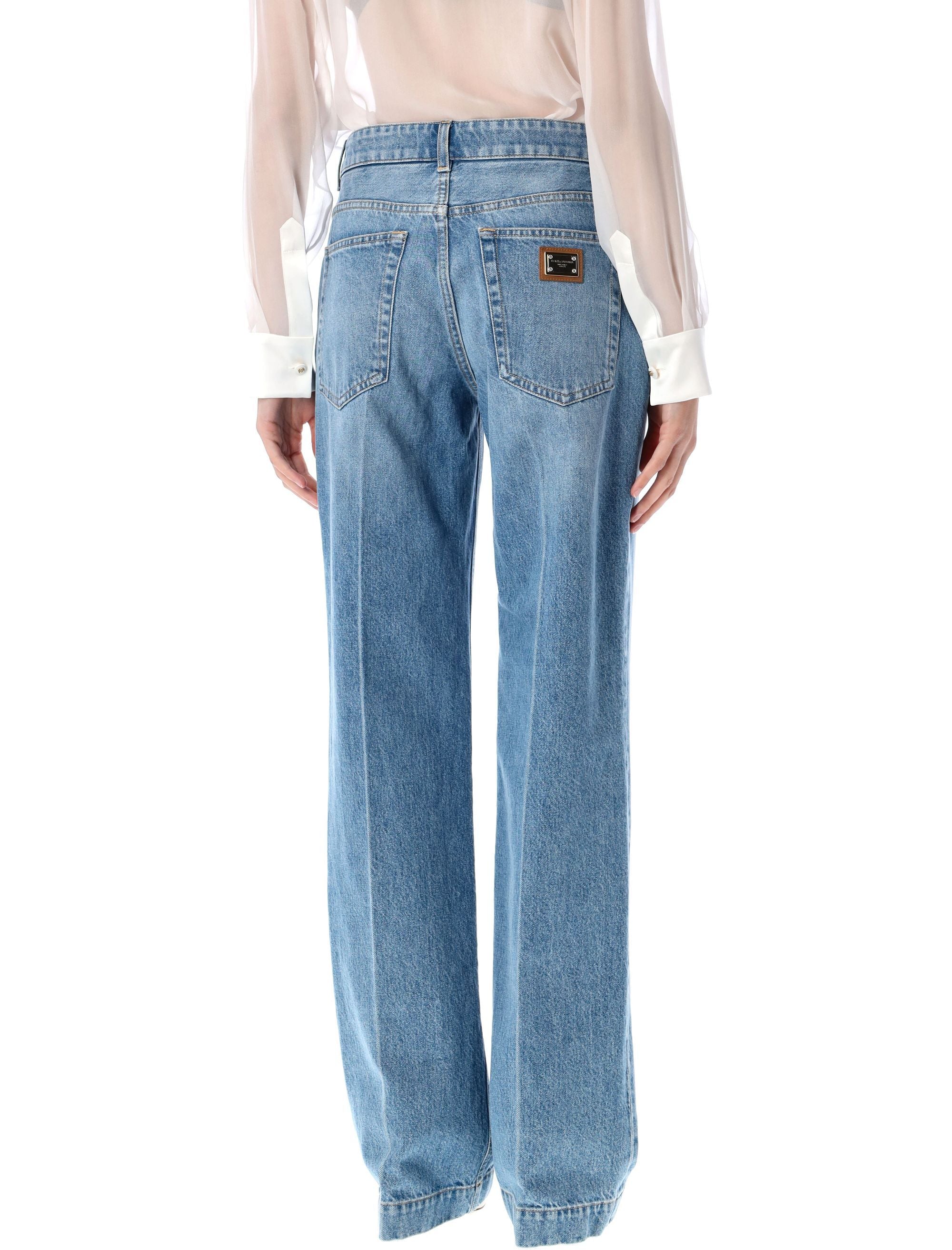 DOLCE & GABBANA Loose Denim Jeans with Pressed Pleat - Women's