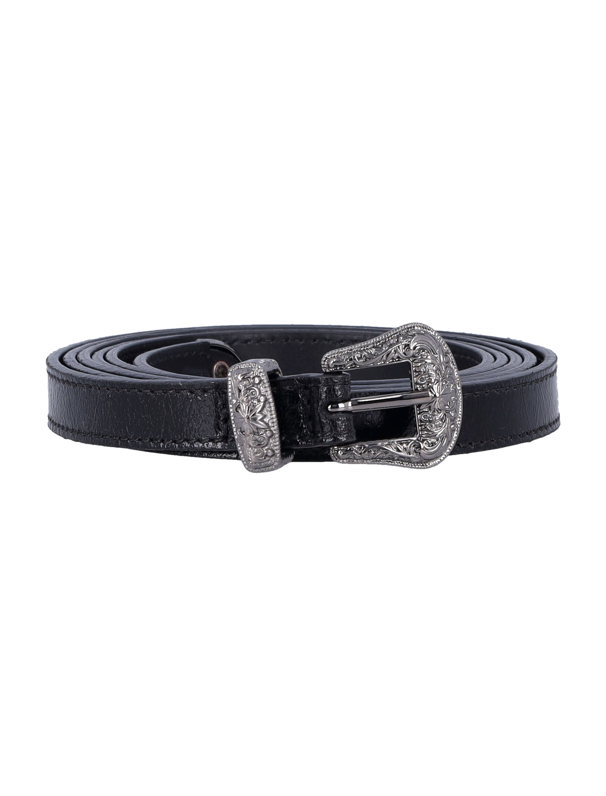 GOLDEN GOOSE New Tex Leather Belt with Cowboy-Style Buckle - 1.5 cm Height