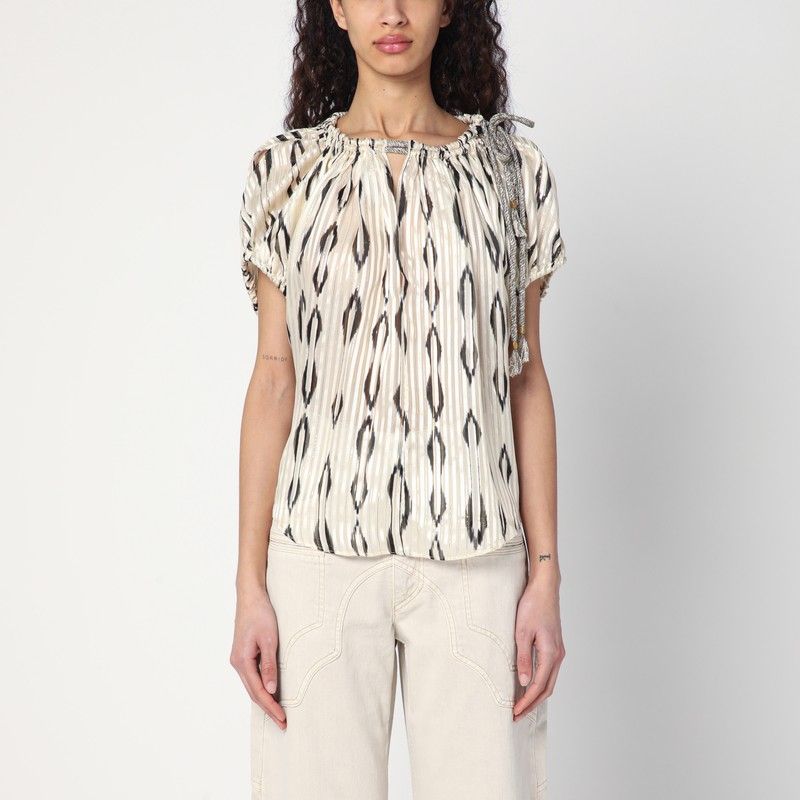 ISABEL MARANT Silk Blouse with Geometric Print and Cut-Out Details