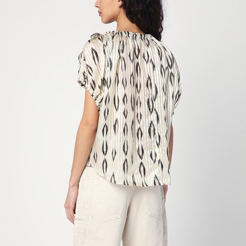 ISABEL MARANT Silk Blouse with Geometric Print and Cut-Out Details