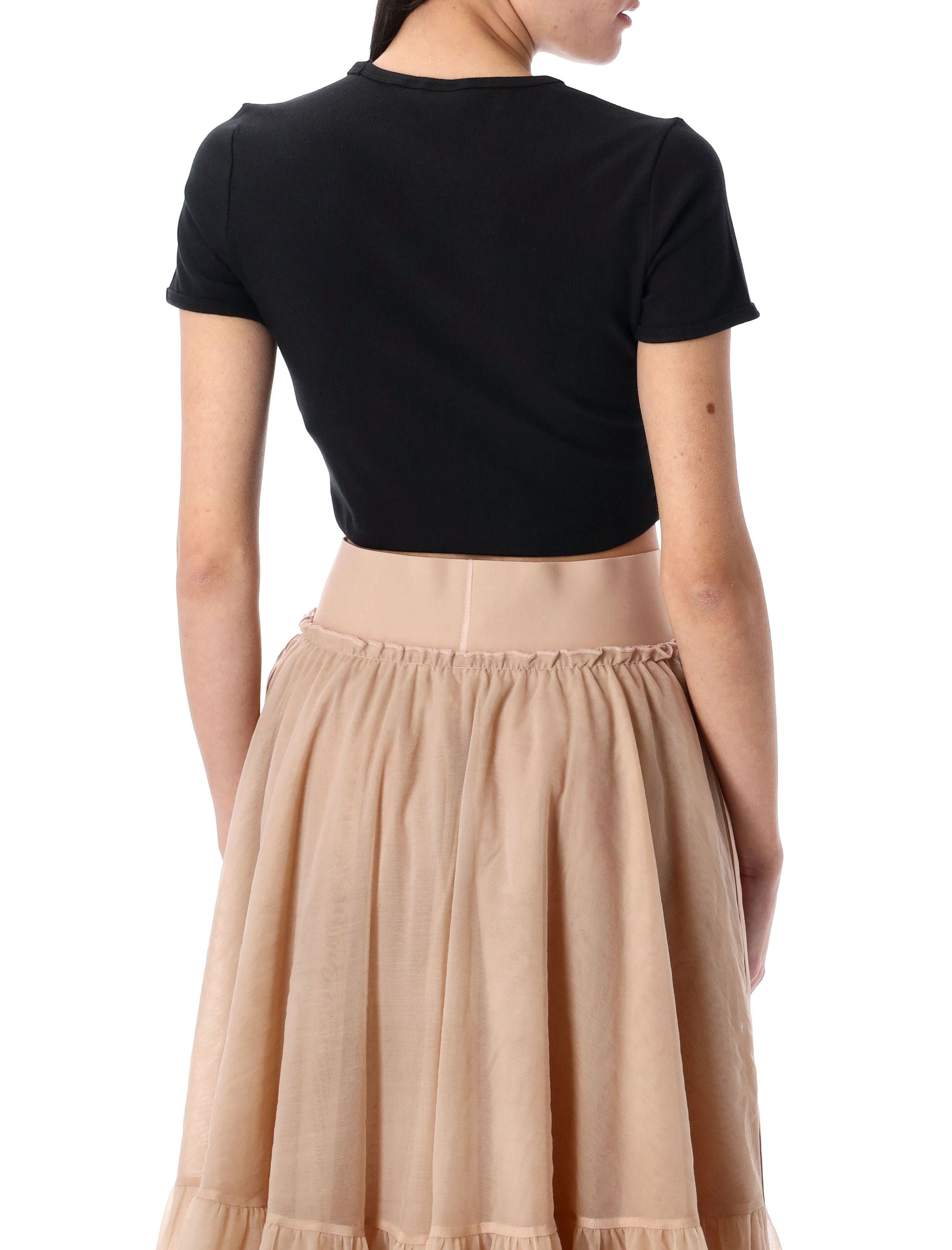 ADIDAS ORIGINALS Essential Ribbed Cropped T-Shirt - Women's Size S