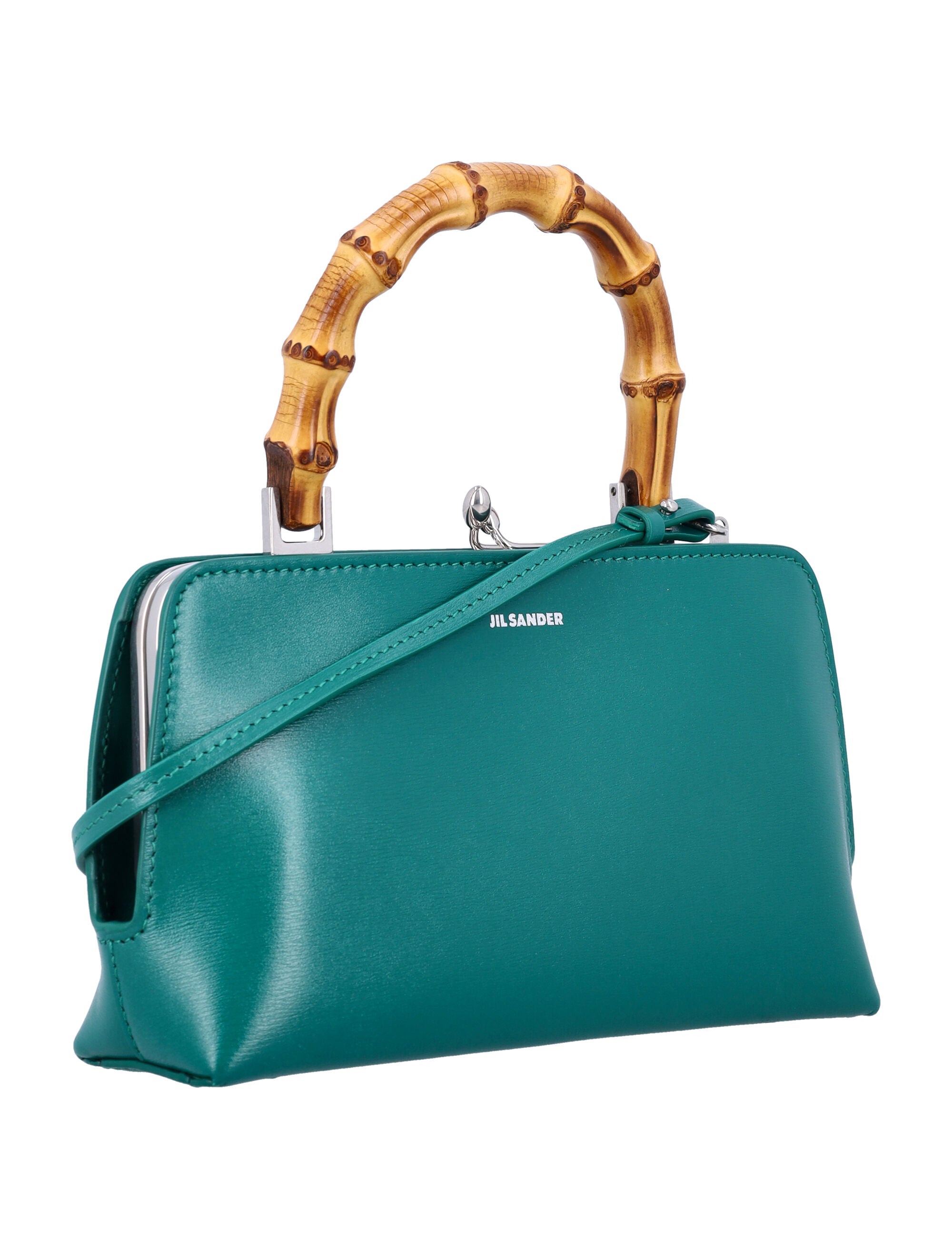 JIL SANDER Mini Handbag with Bamboo Handle and Enamel Finish