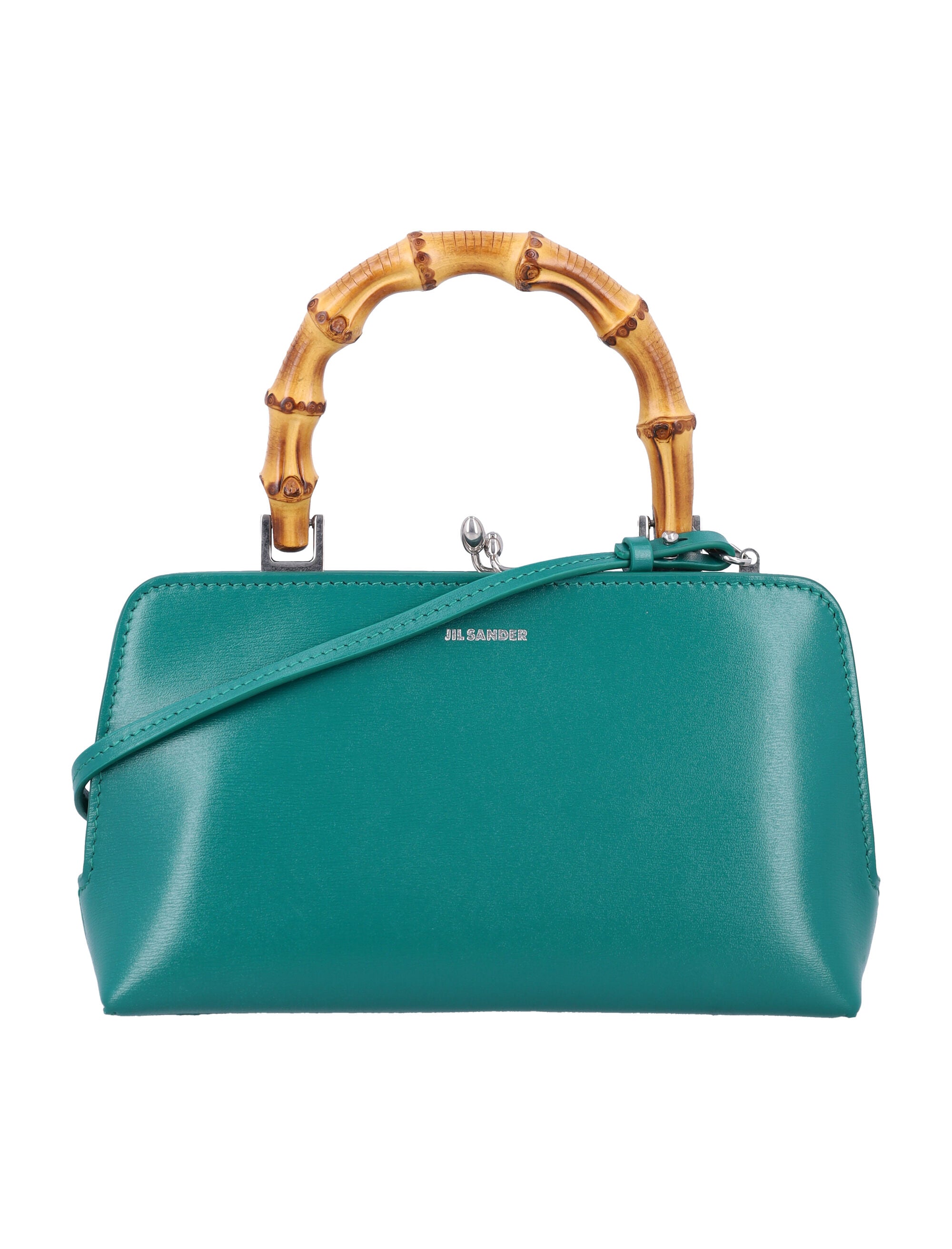 JIL SANDER Mini Handbag with Bamboo Handle and Enamel Finish