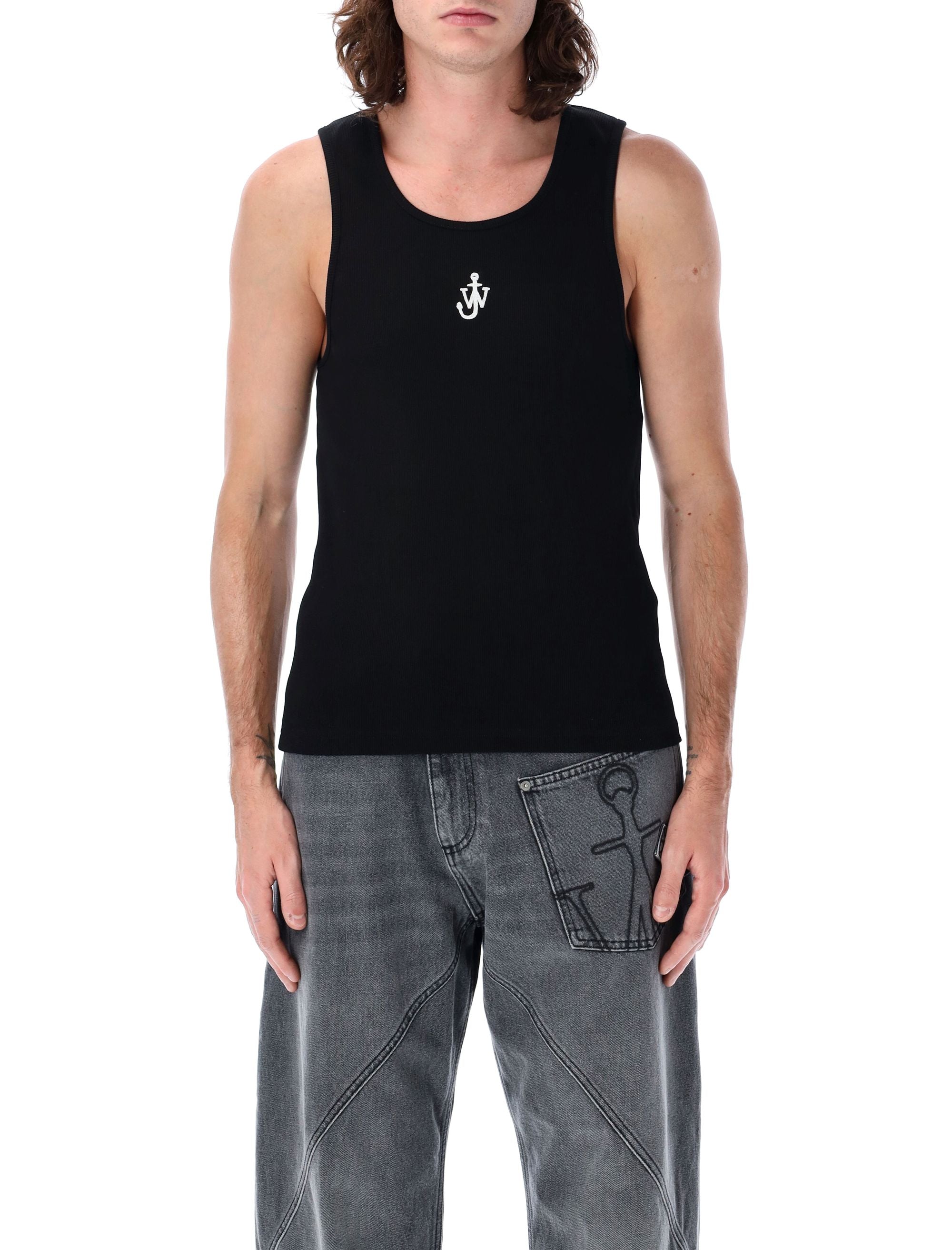JW ANDERSON Cotton Anchor Embroidered Tank Top