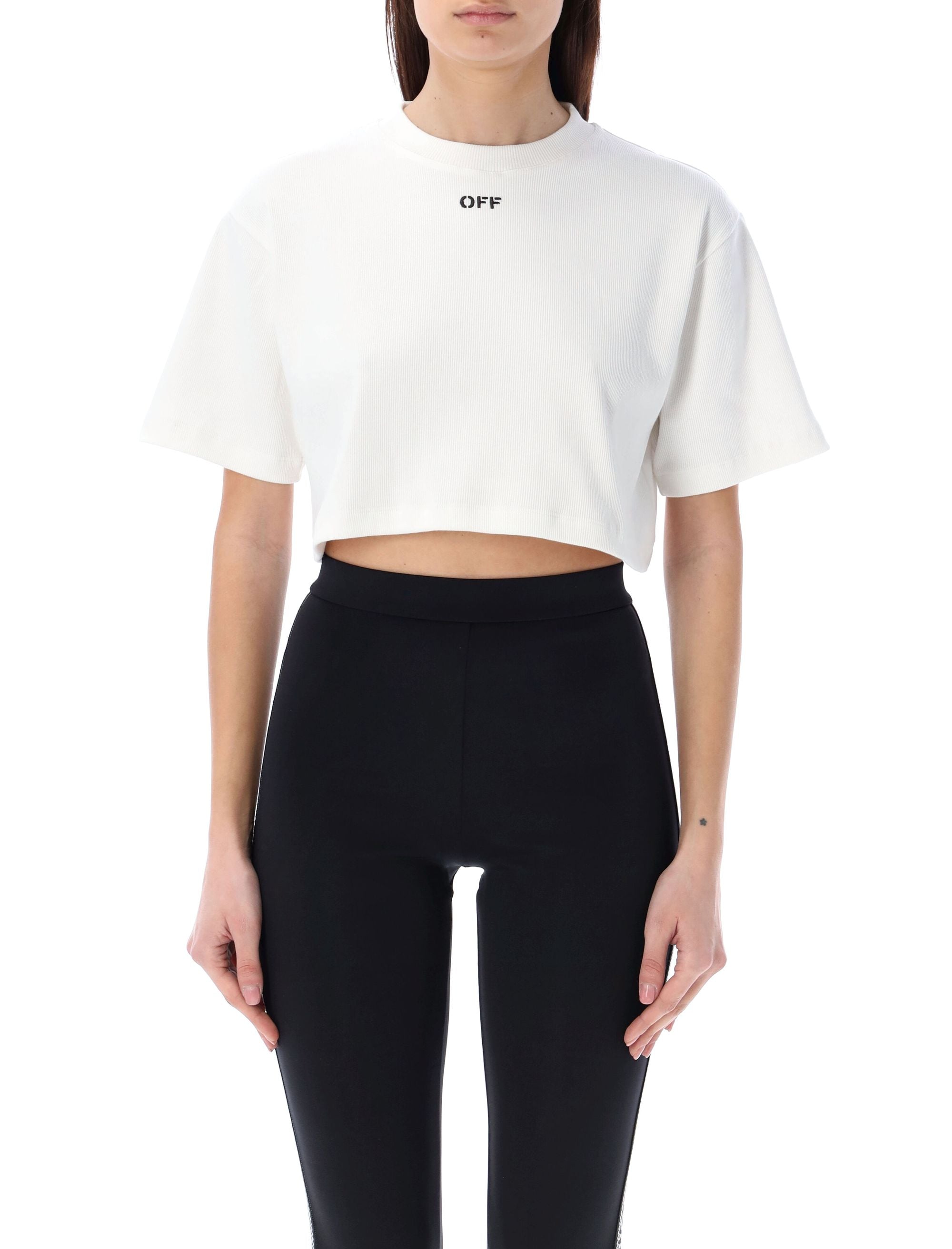 OFF-WHITE Ribbed Mini Cropped Tee