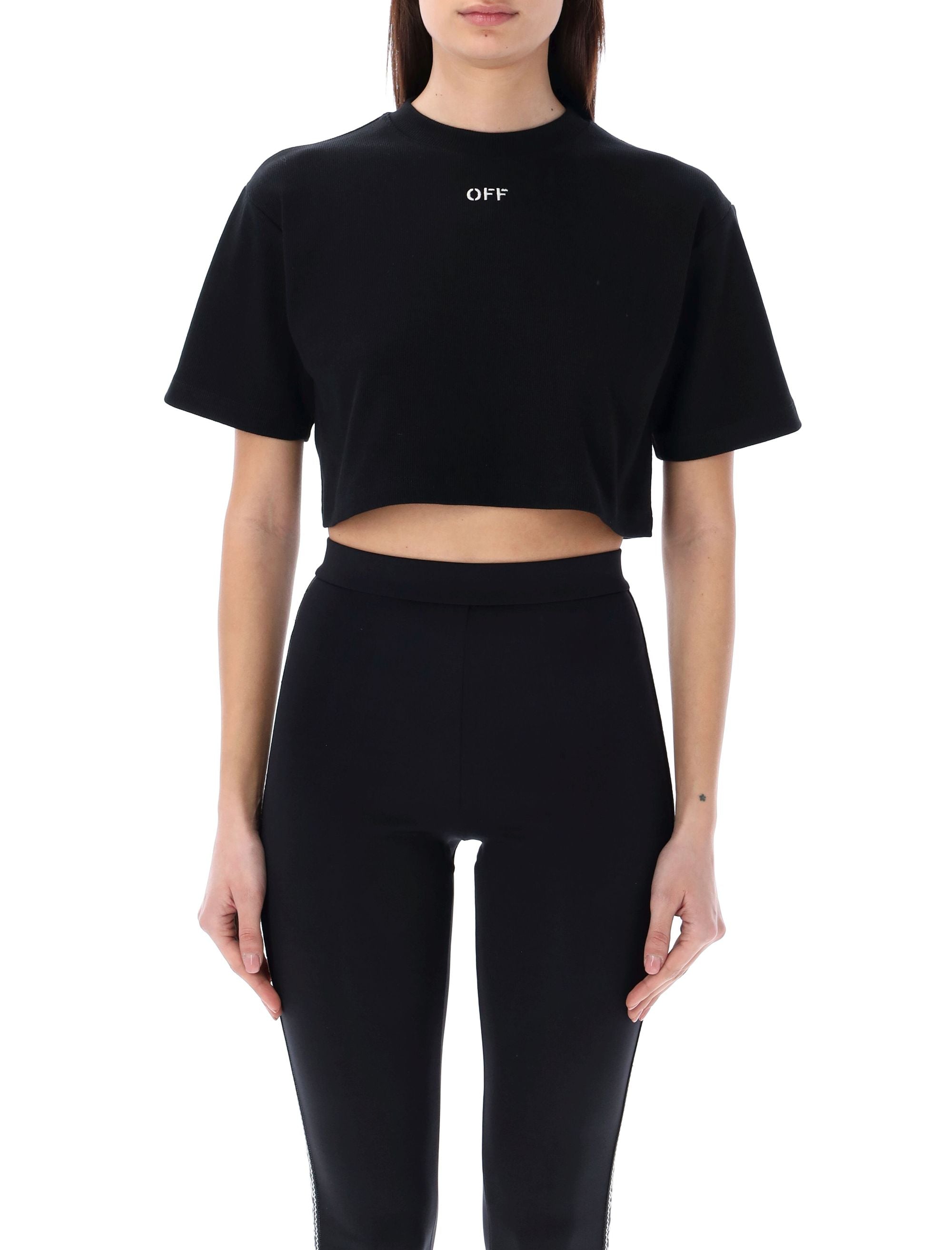 OFF-WHITE Ribbed Cropped Tee - Mini Fit