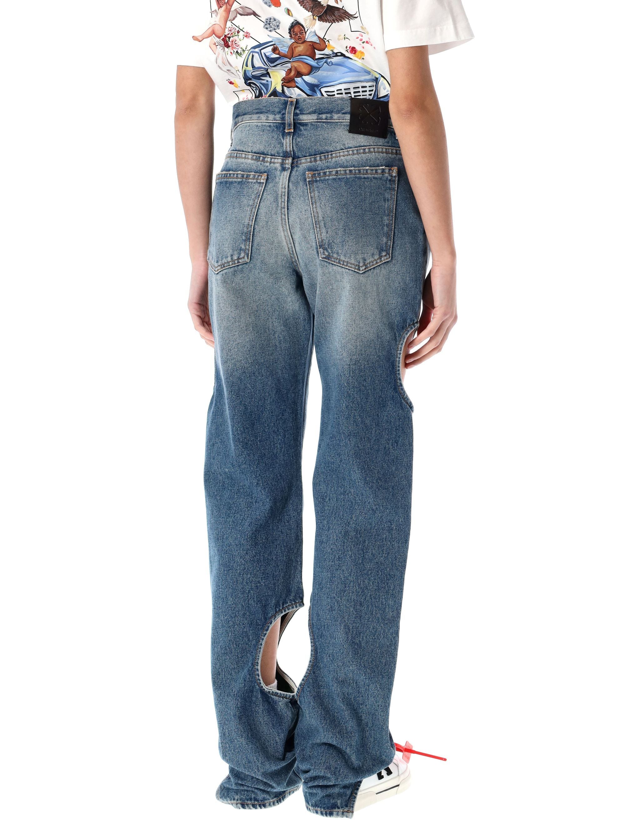 OFF-WHITE Meteor Cut-Out Straight-Leg Jeans for Women - Size 26