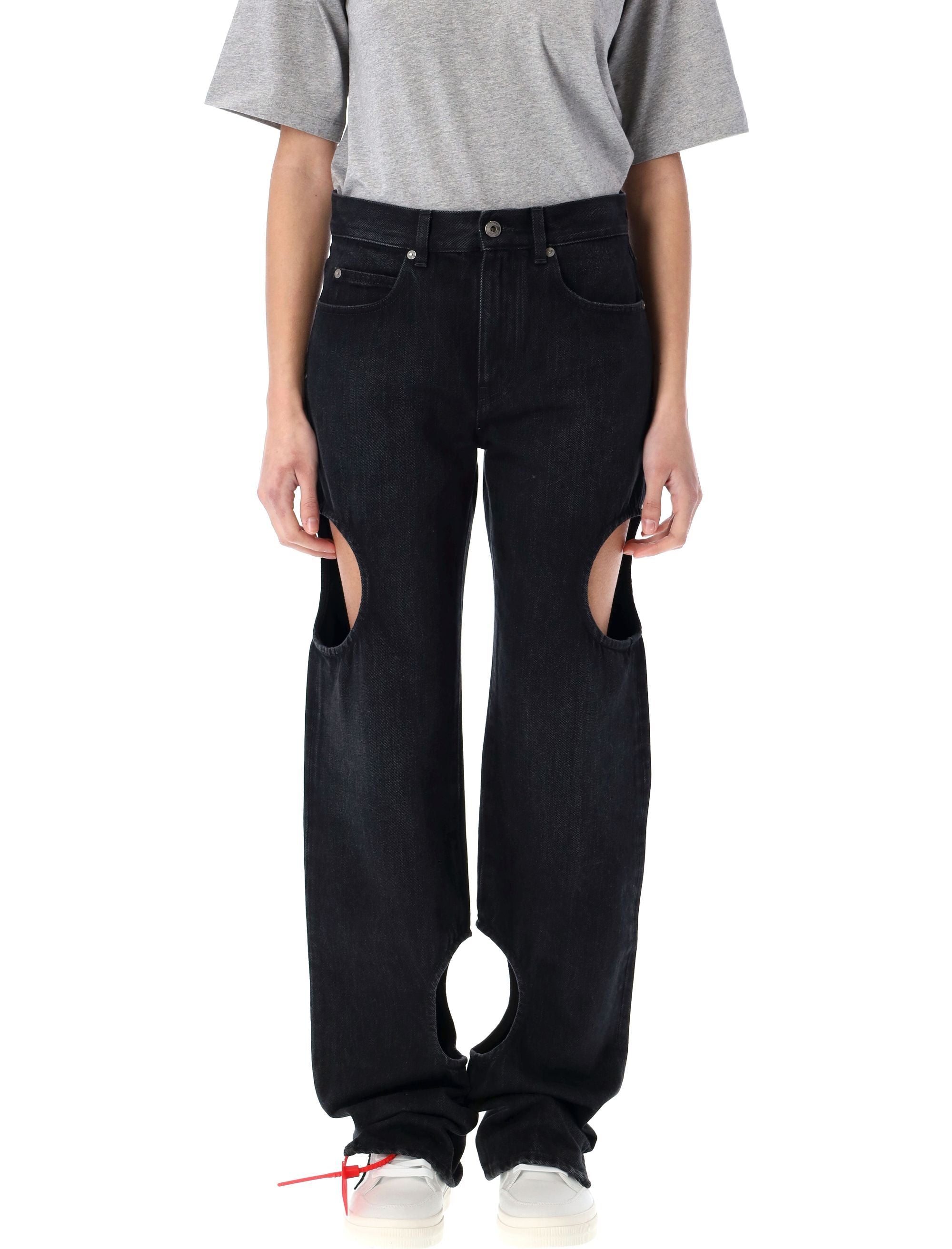 OFF-WHITE Meteor Cut-Out Straight-Leg Jeans - Size 26