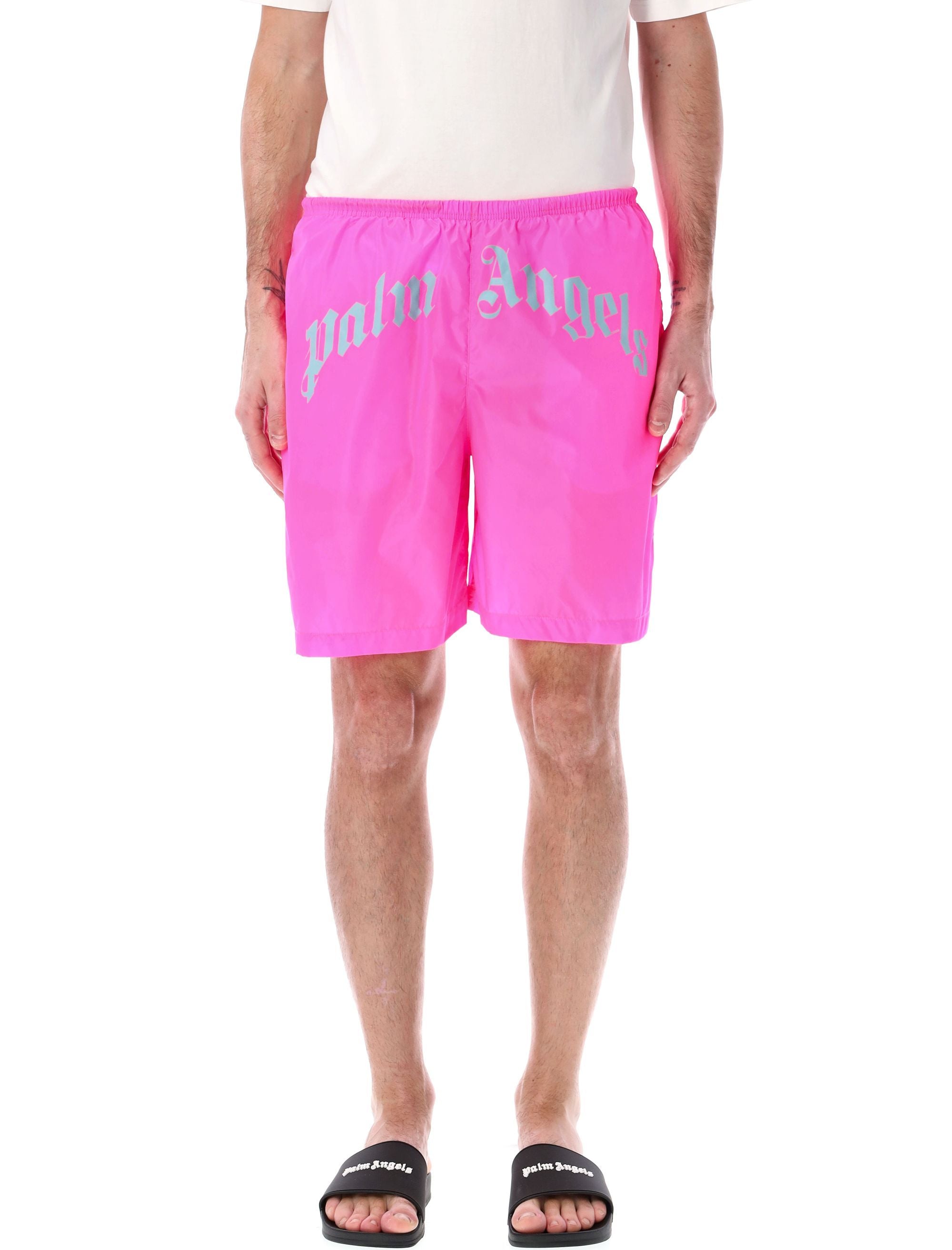 PALM ANGELS Curved Logo Swim Shorts - Size L