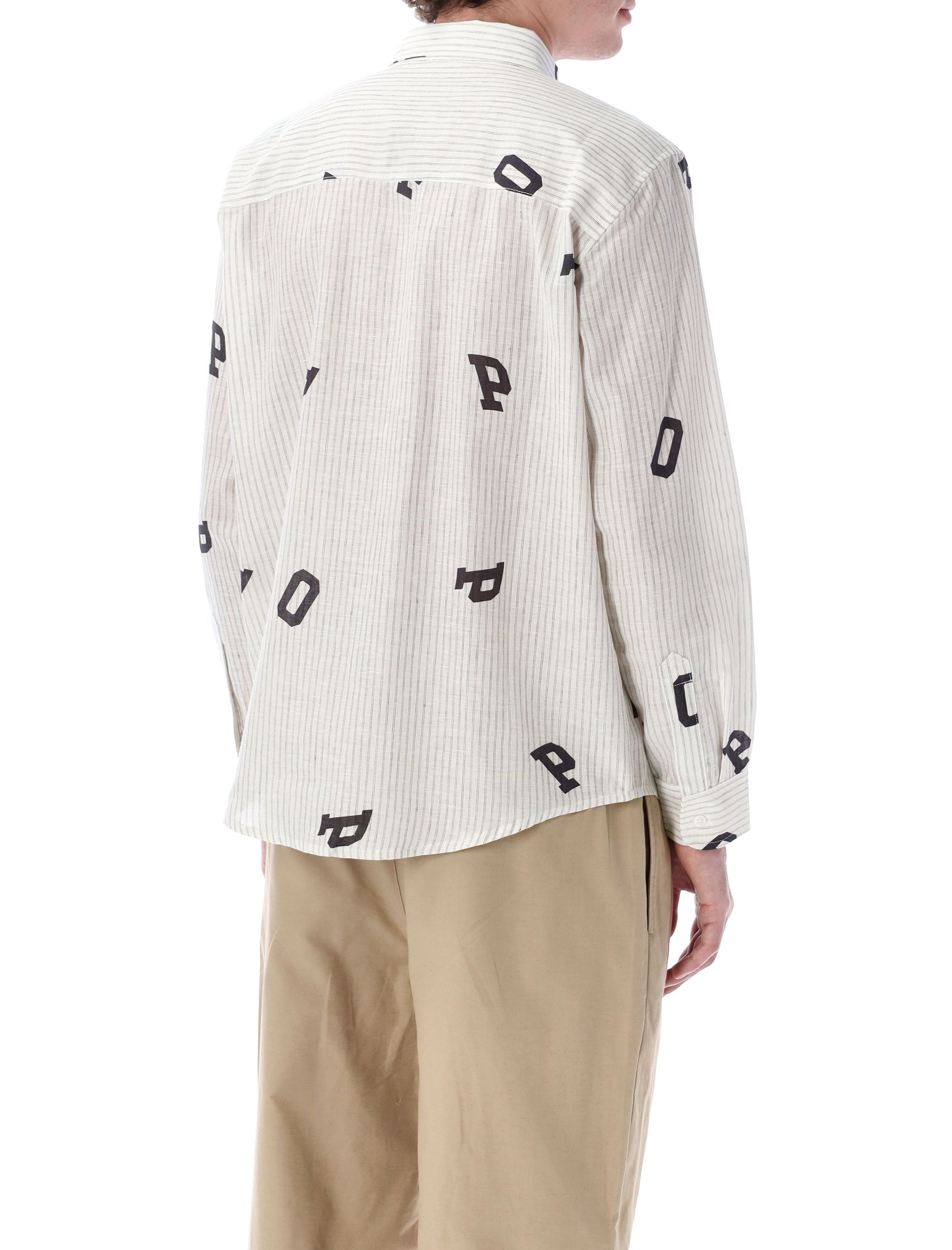 POP TRADING COMPANY Men's Striped Shirt with Point Collar - Regular Fit Size L