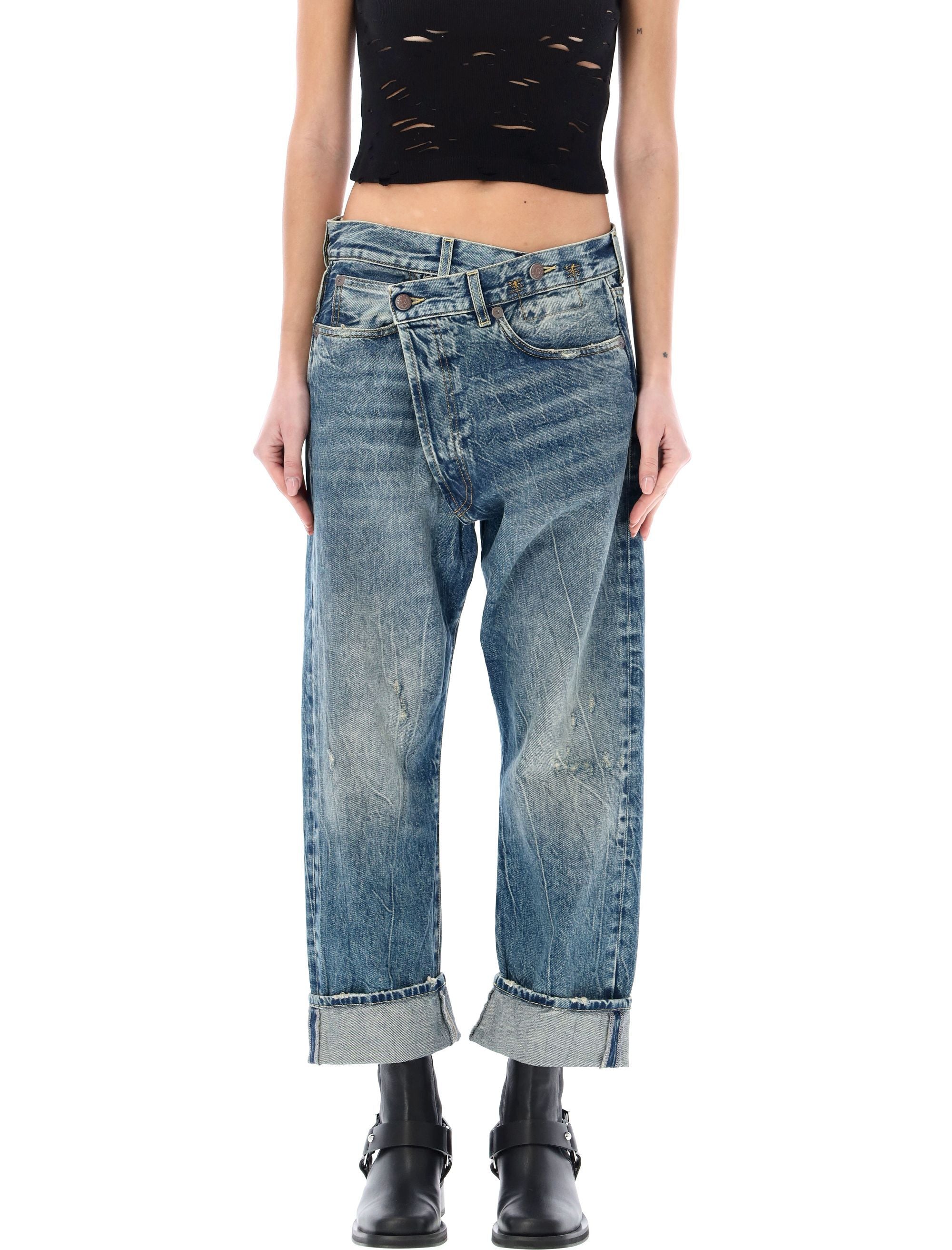 R13 Asymmetrical Cropped Wide Leg Jean - Size 26