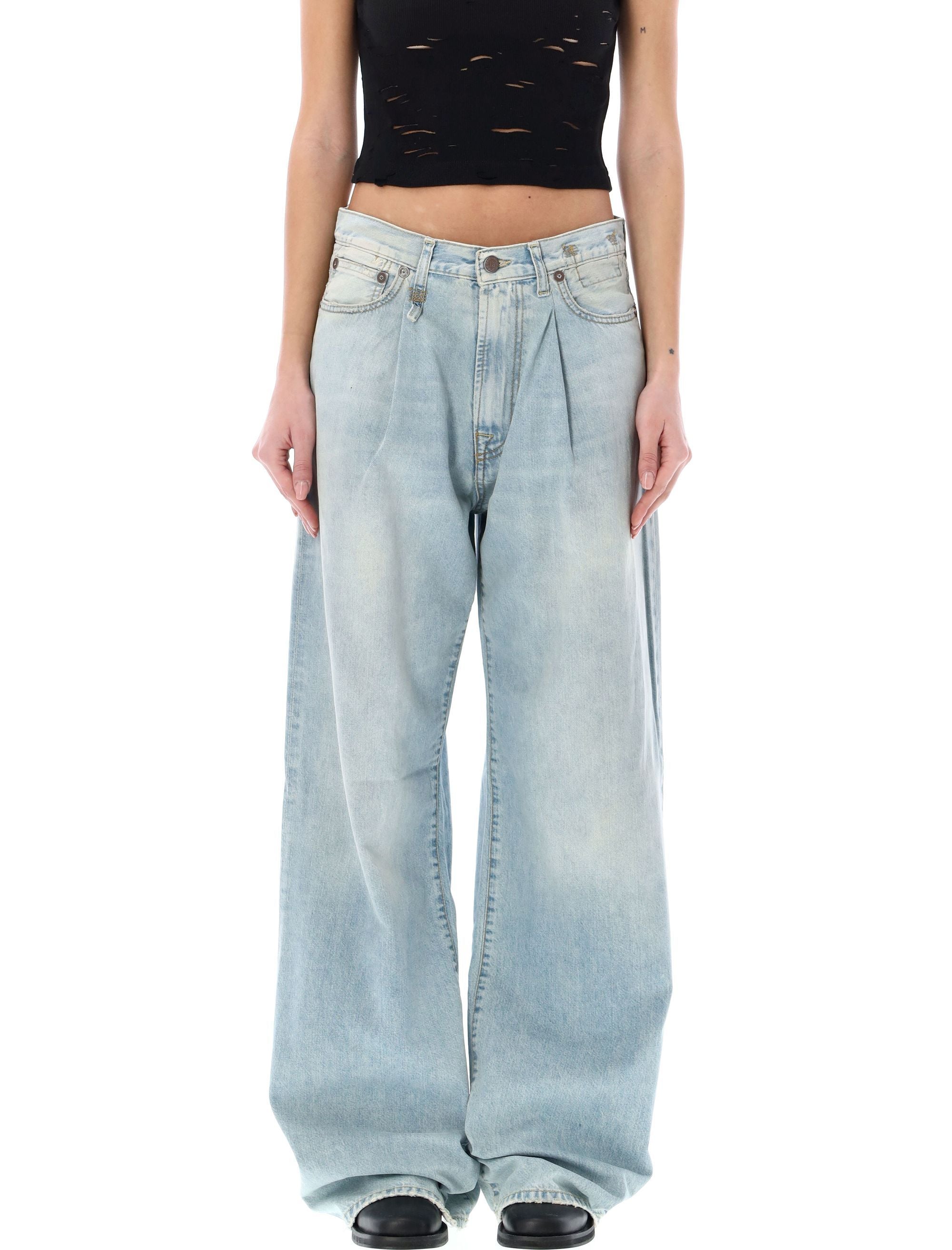 R13 Pleated Wide Leg Jean - Size 26