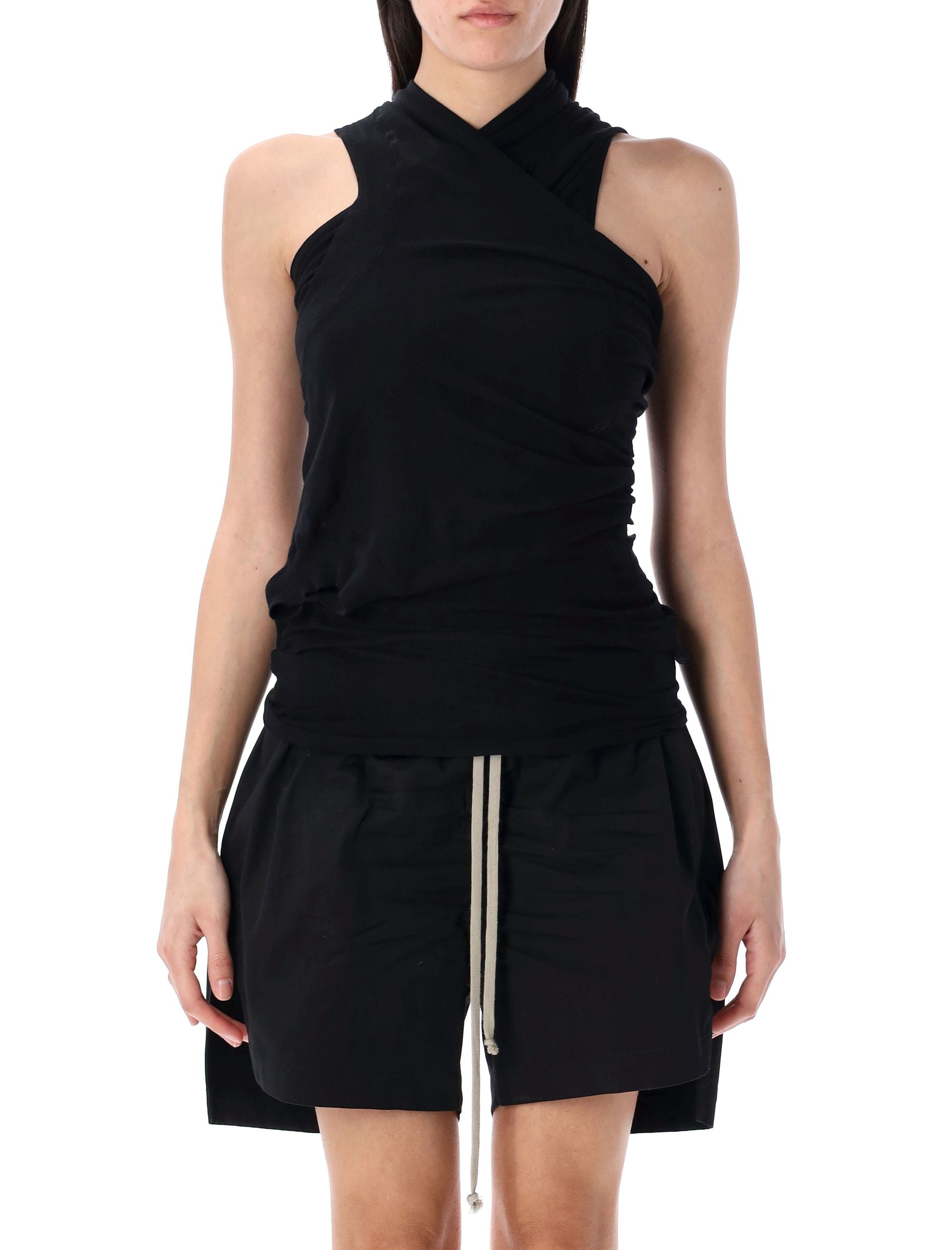 RICK OWENS Womens Sleeveless Draped Mini T-Shirt