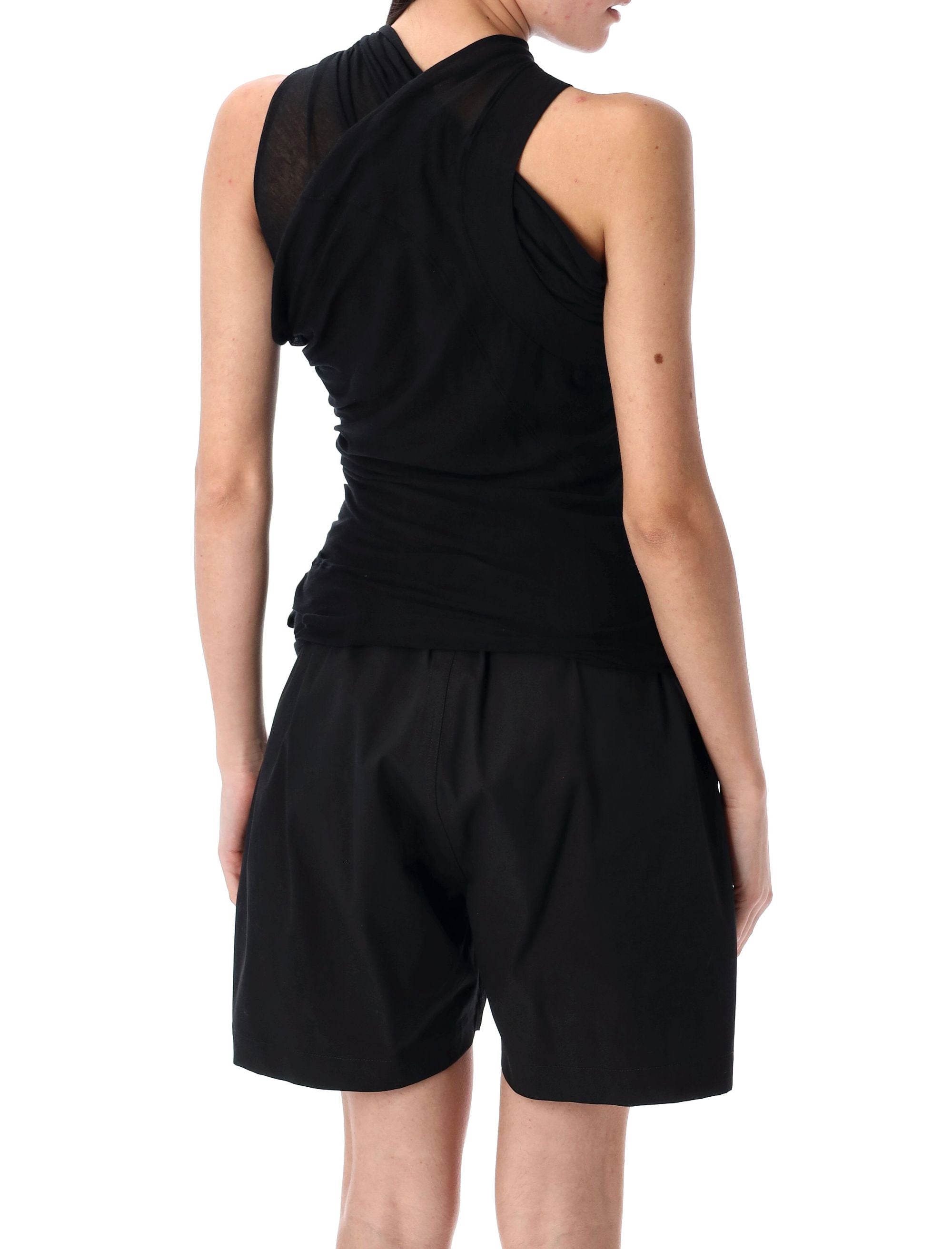 RICK OWENS Womens Sleeveless Draped Mini T-Shirt