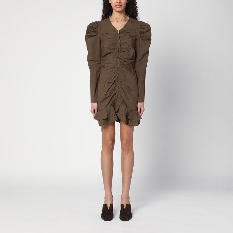 ISABEL MARANT ETOILE V-Neck Puff Sleeve Mini Dress