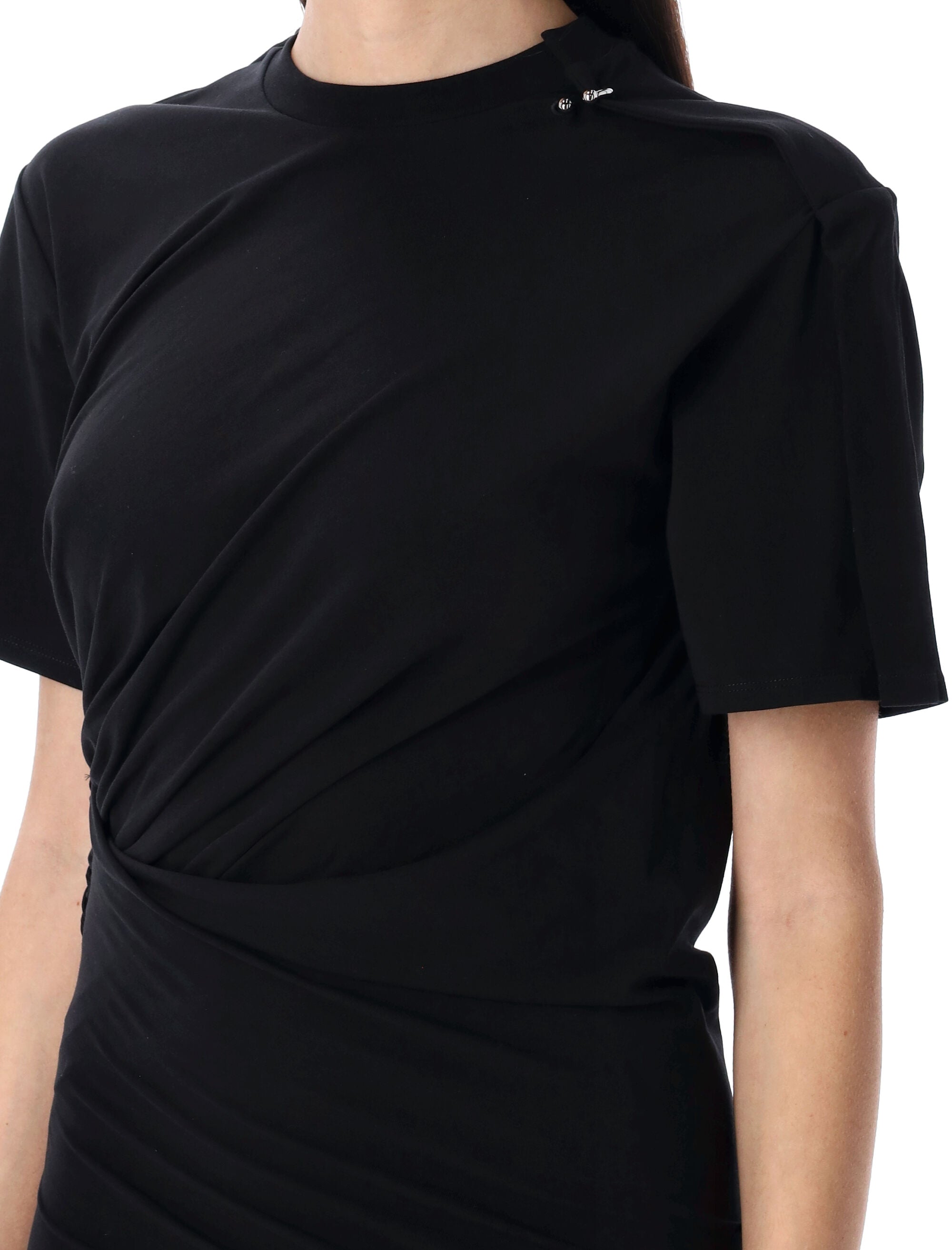 MUGLER Asymmetric Draped Mini Dress with Piercing Detail - Size 36