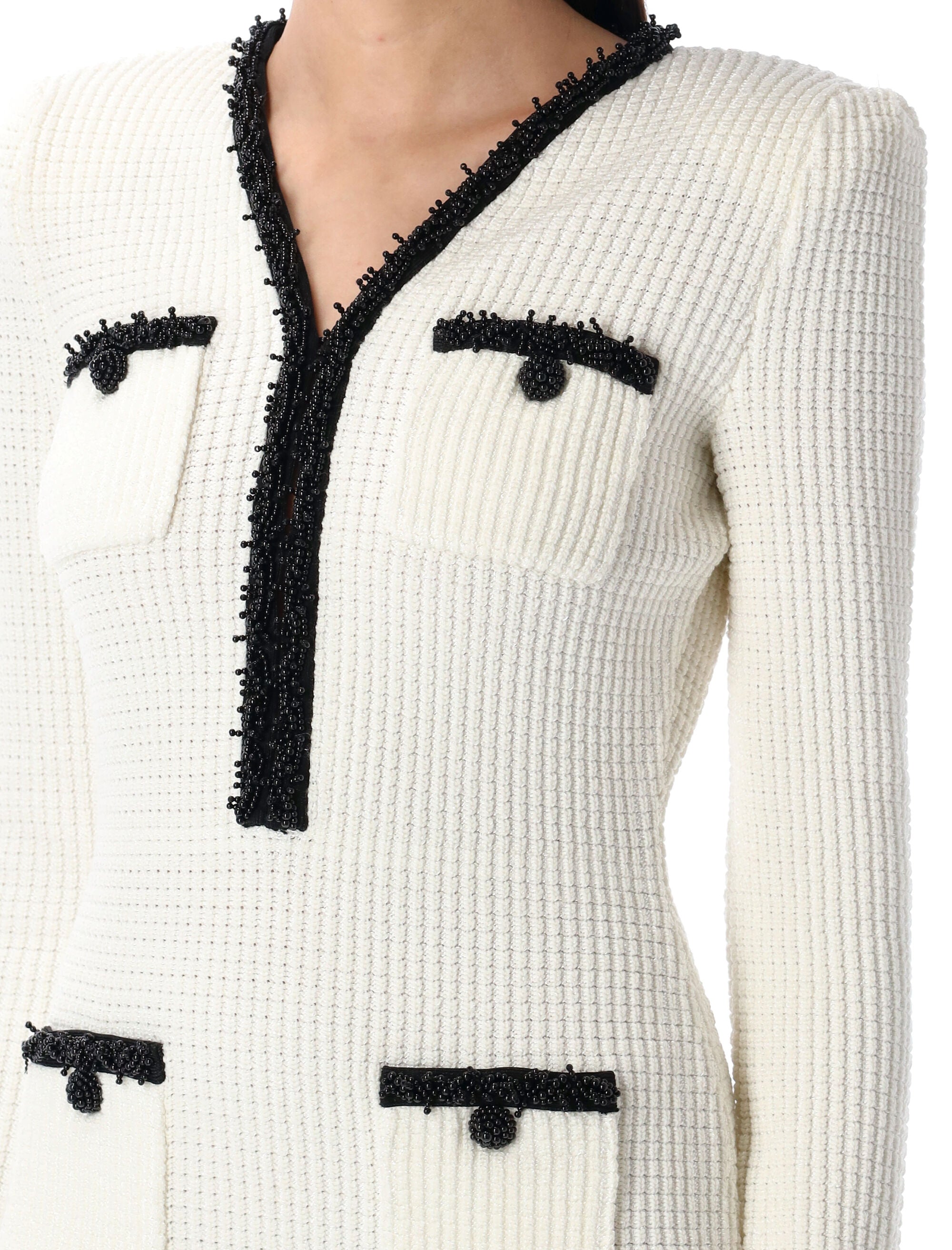 SELF-PORTRAIT Beaded Knit Mini Dress - Size S