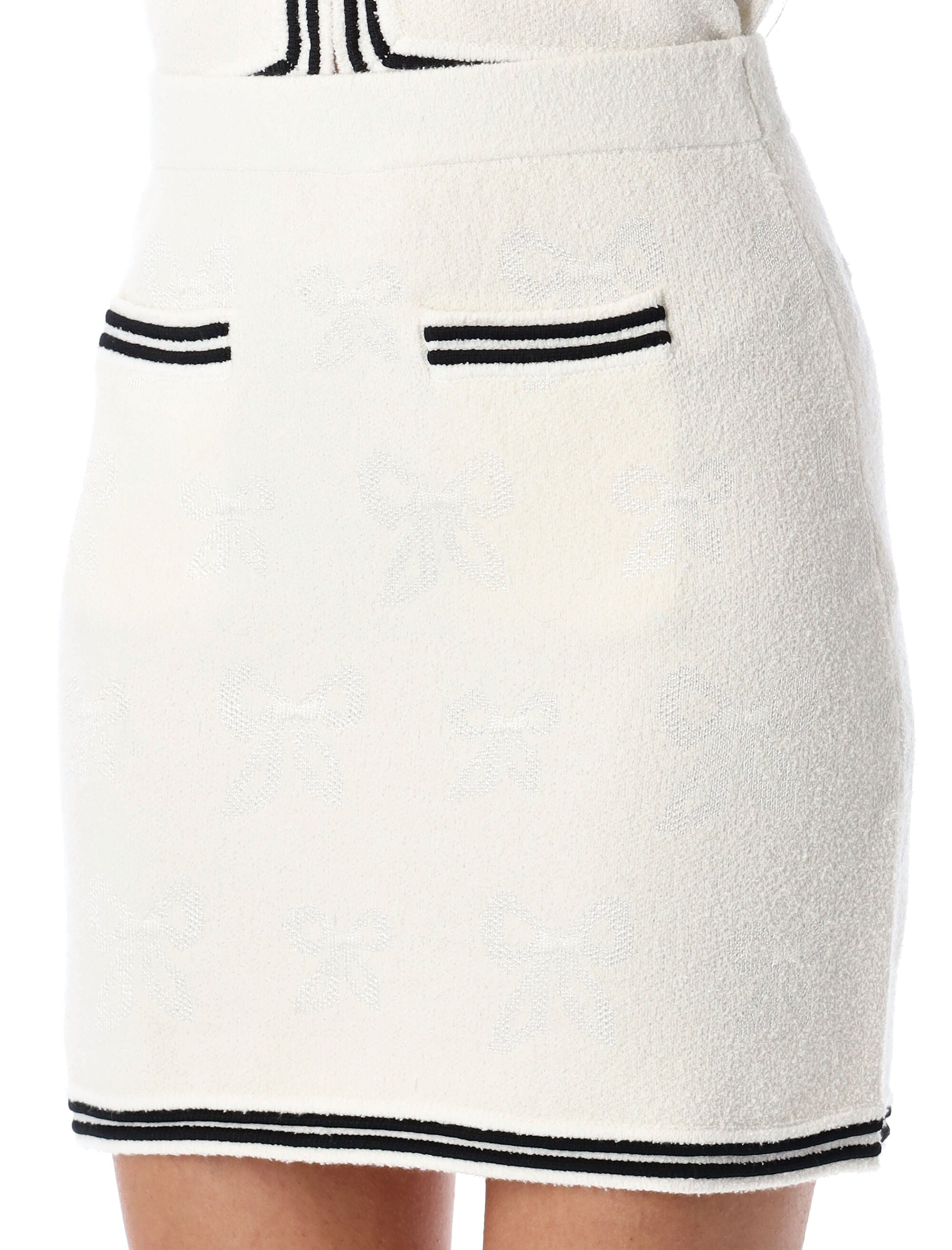 SELF-PORTRAIT Bow Jacquard Mini Skirt - Size S