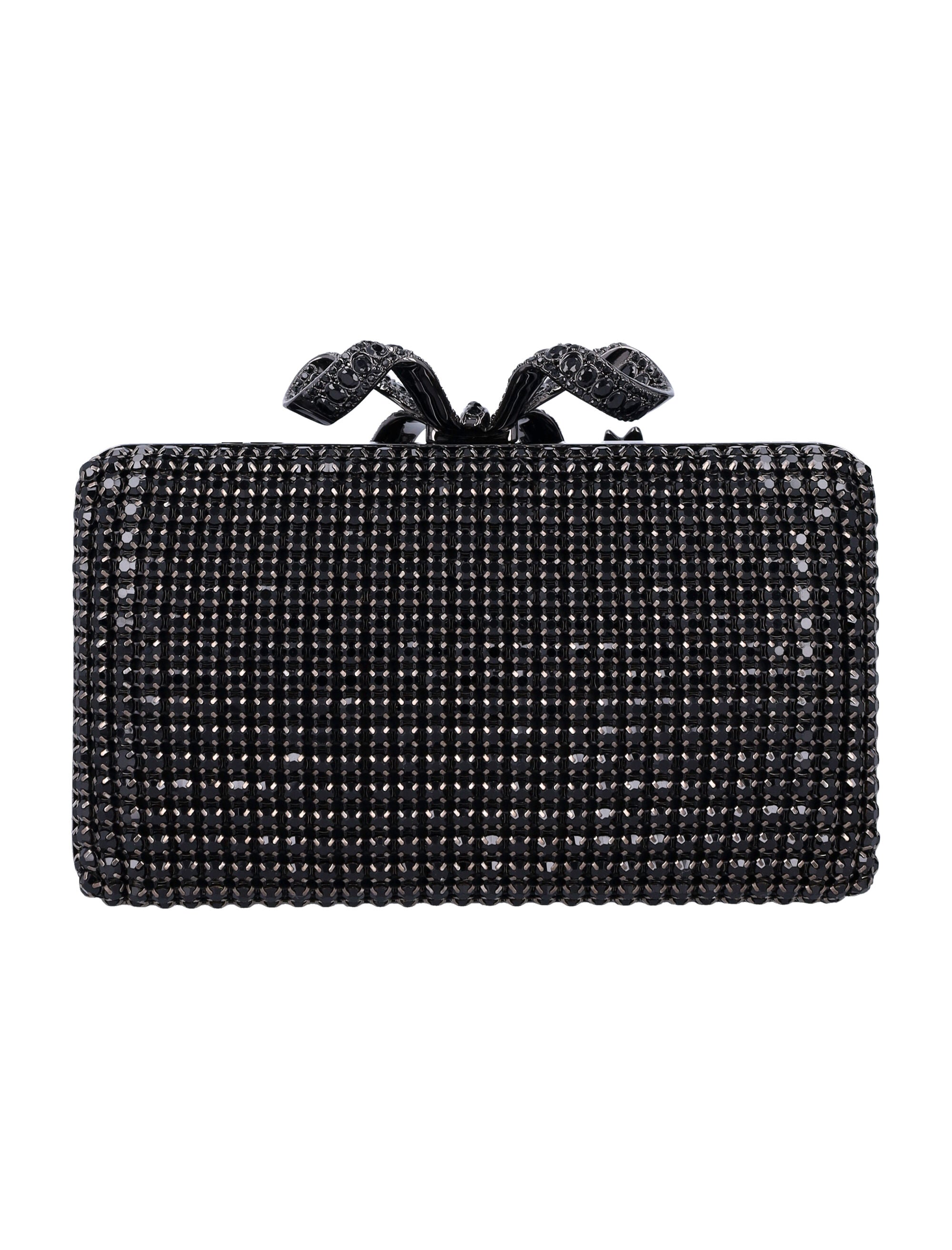 SELF-PORTRAIT Mini Crystal Box Clutch with Removable Chain