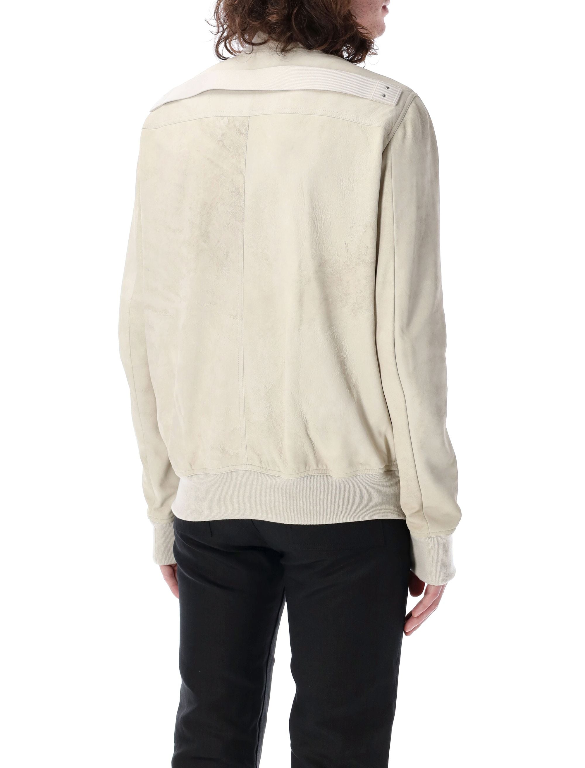 RICK OWENS Men's Classic Flight Lamb Leather Jacket - Size 48