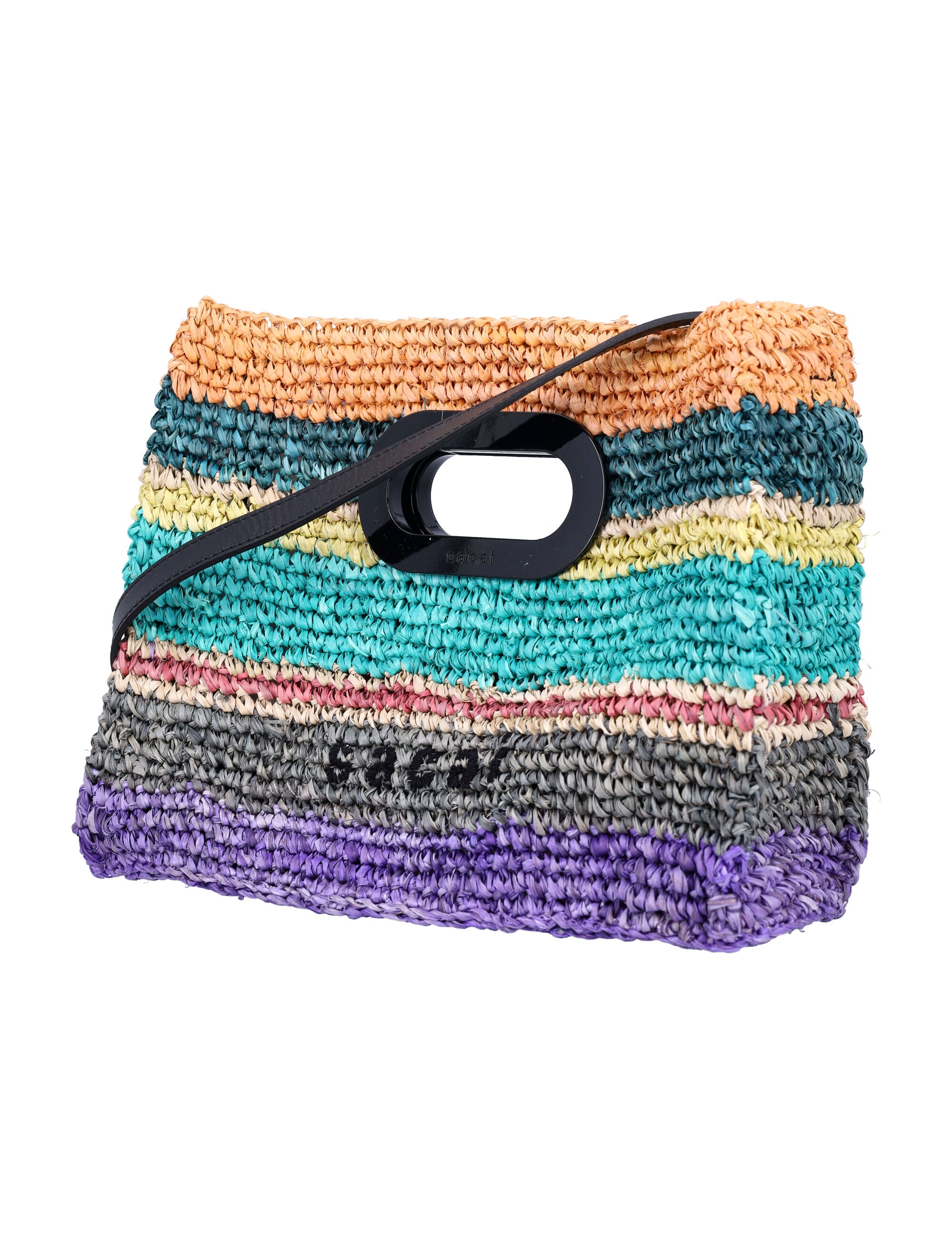 SACAI Mini Raffia Handbag with Adjustable Shoulder Strap