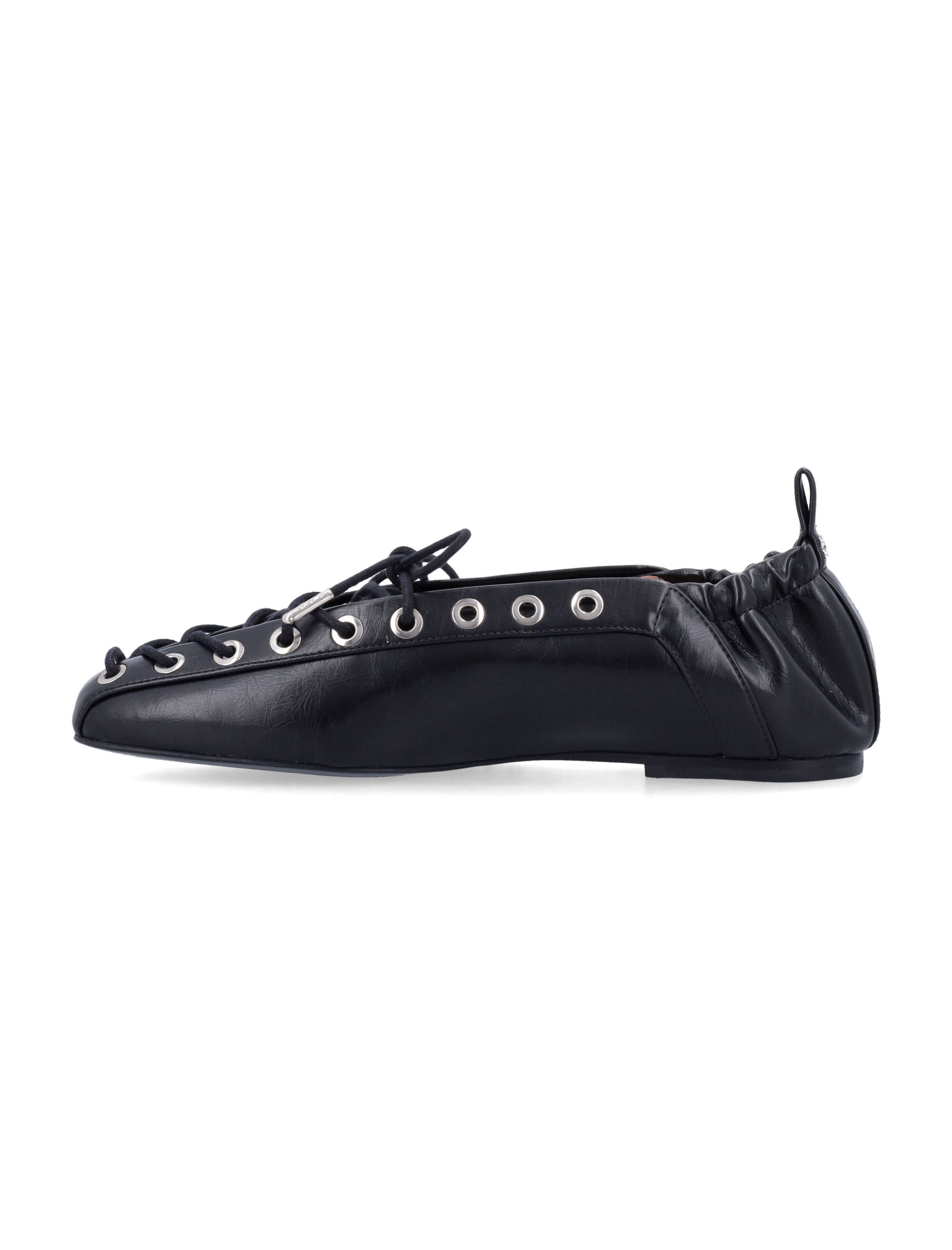 GANNI Lace-Up Ballerinas with Square Toe