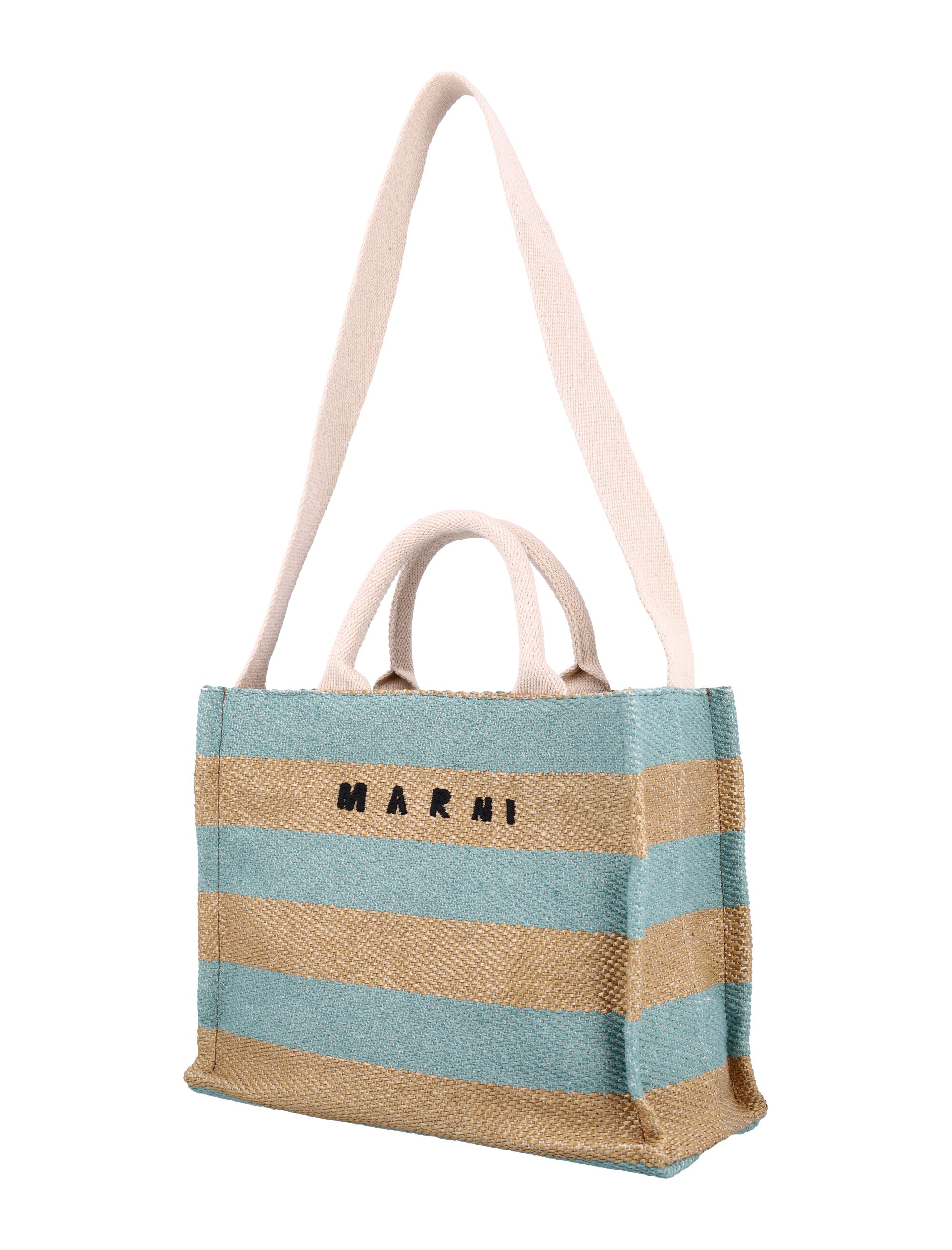 MARNI Mini Raffia-Effect Tote Handbag