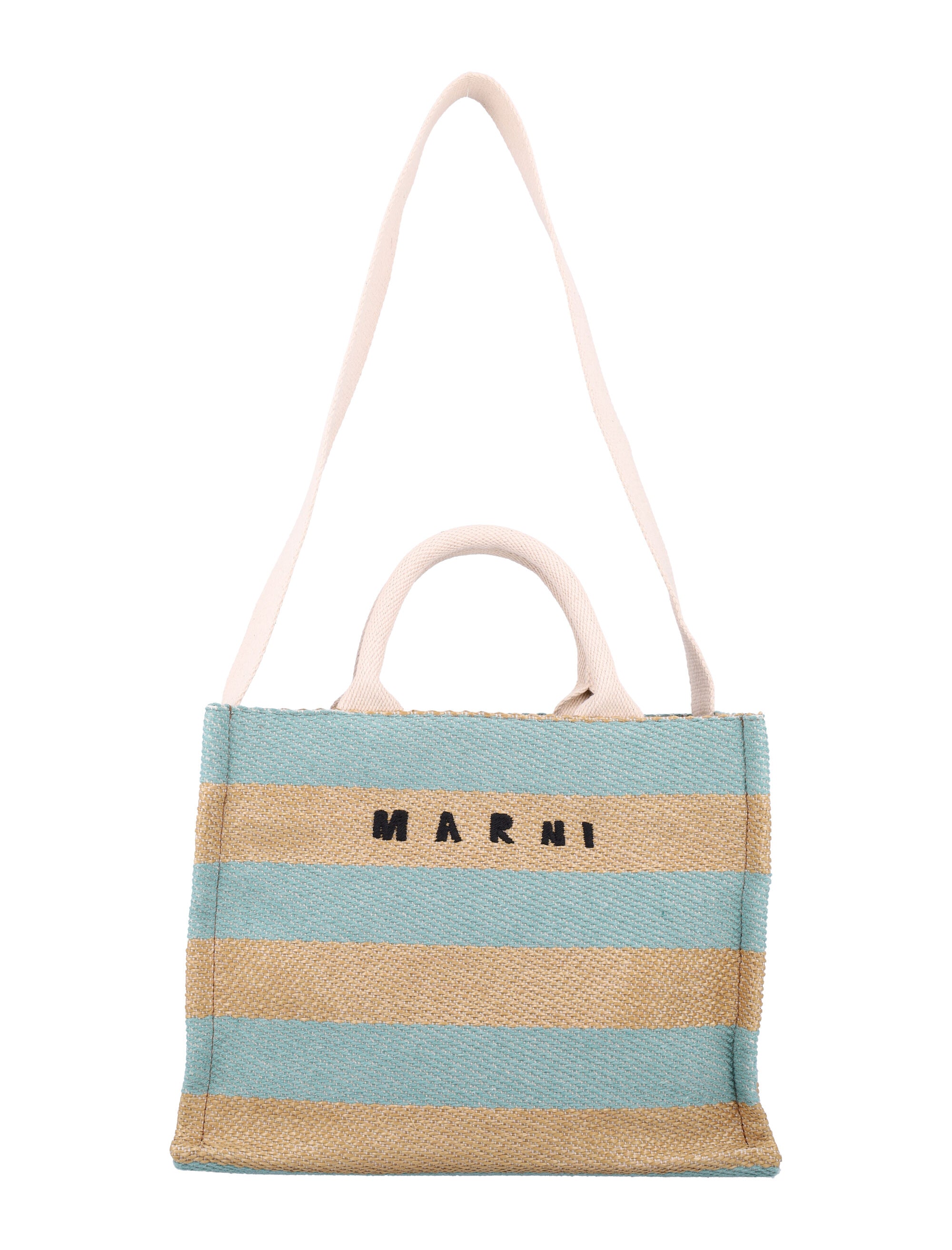 MARNI Mini Raffia-Effect Tote Handbag