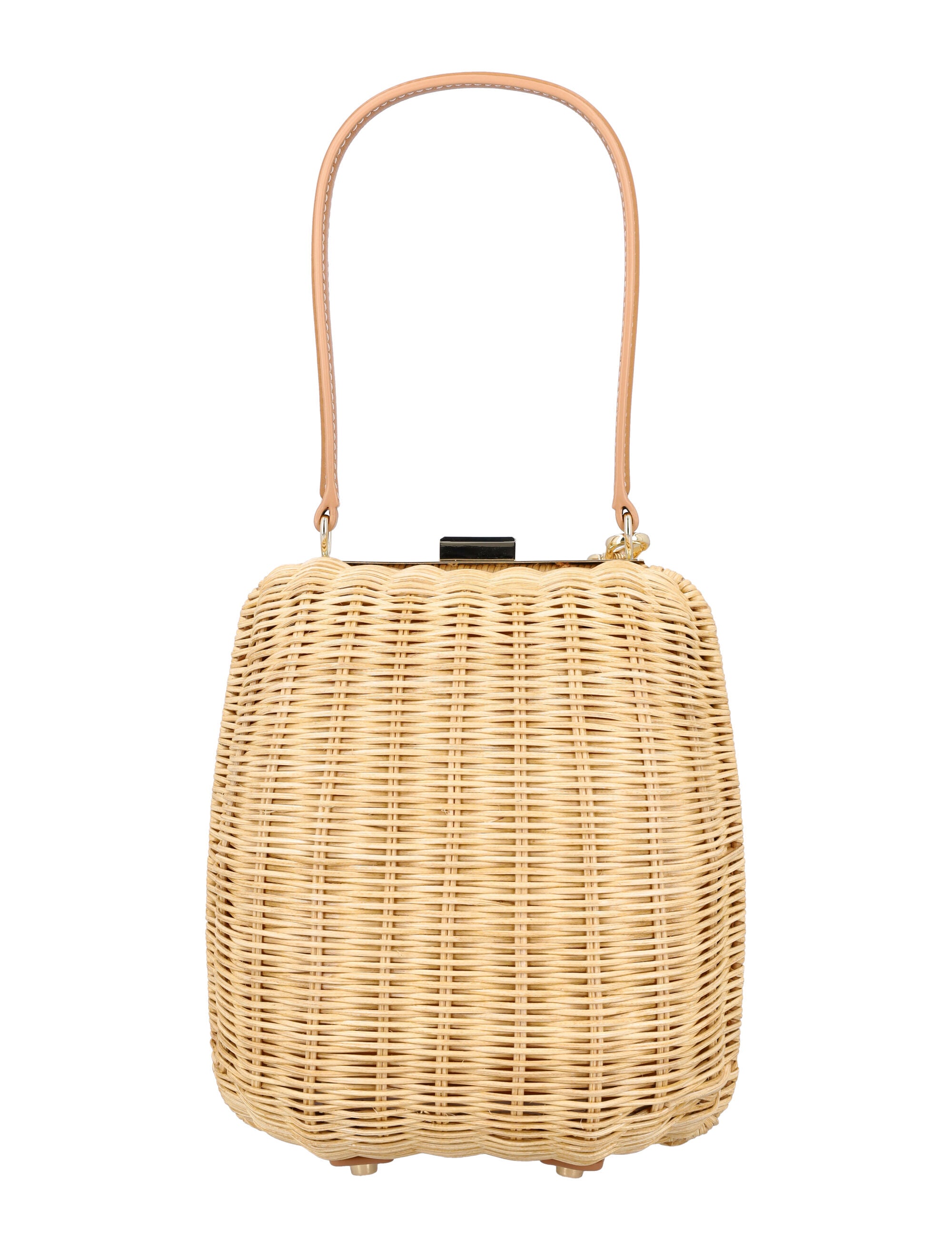 SELF-PORTRAIT Mini Rattan Handbag with Leather Top Handle