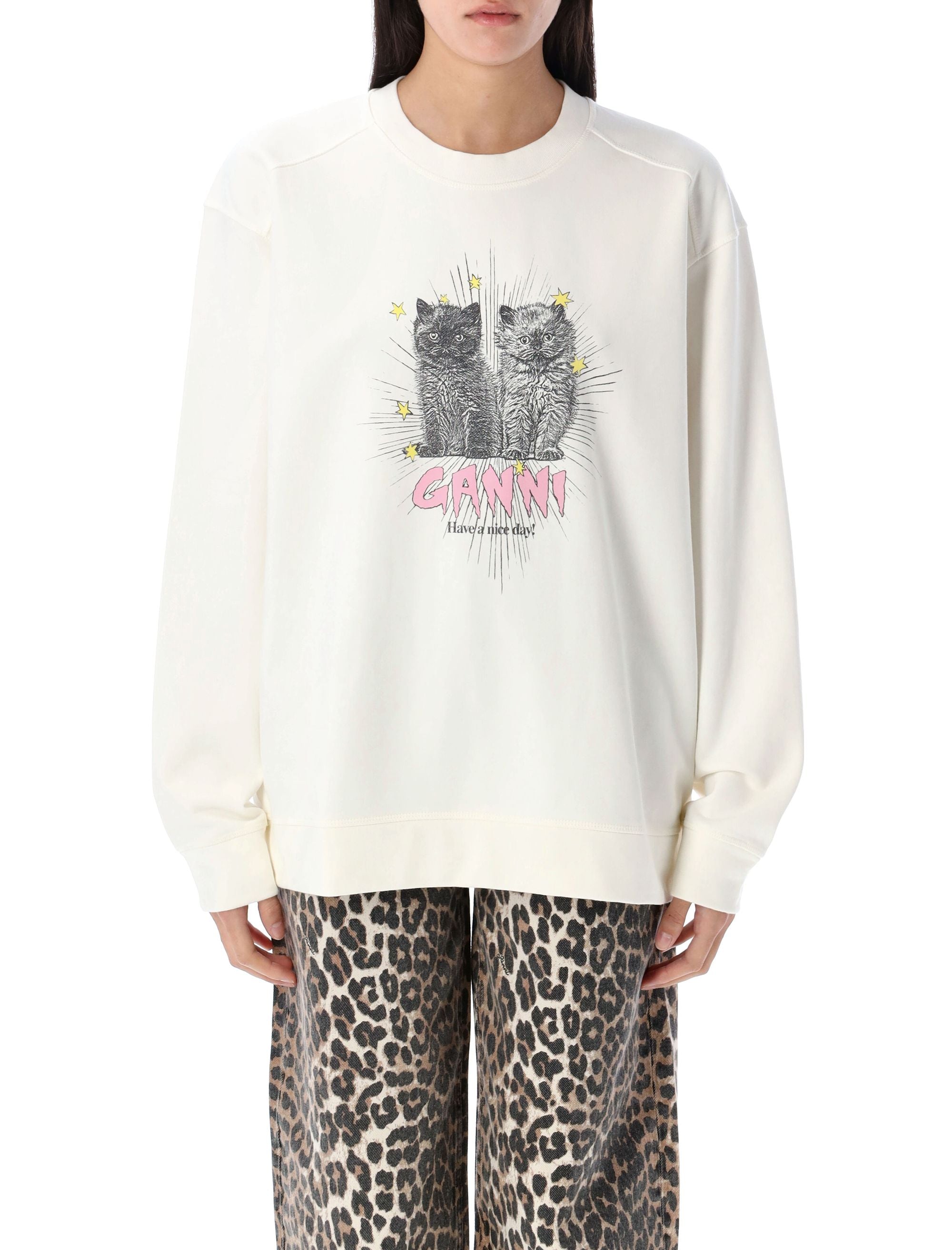 GANNI Cats Sweatshirt - Loose Fit for Women (S/M)