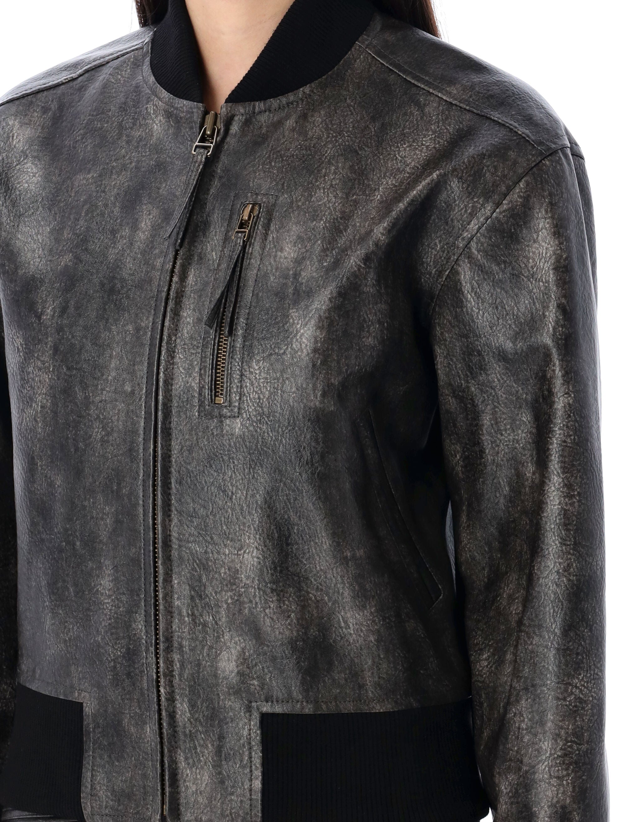 ISABEL MARANT ETOILE Mini Leather Bomber Jacket